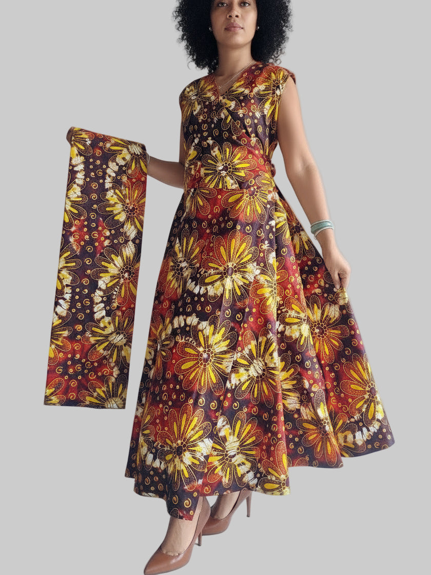 1045- Sleeveless Wrap Dress