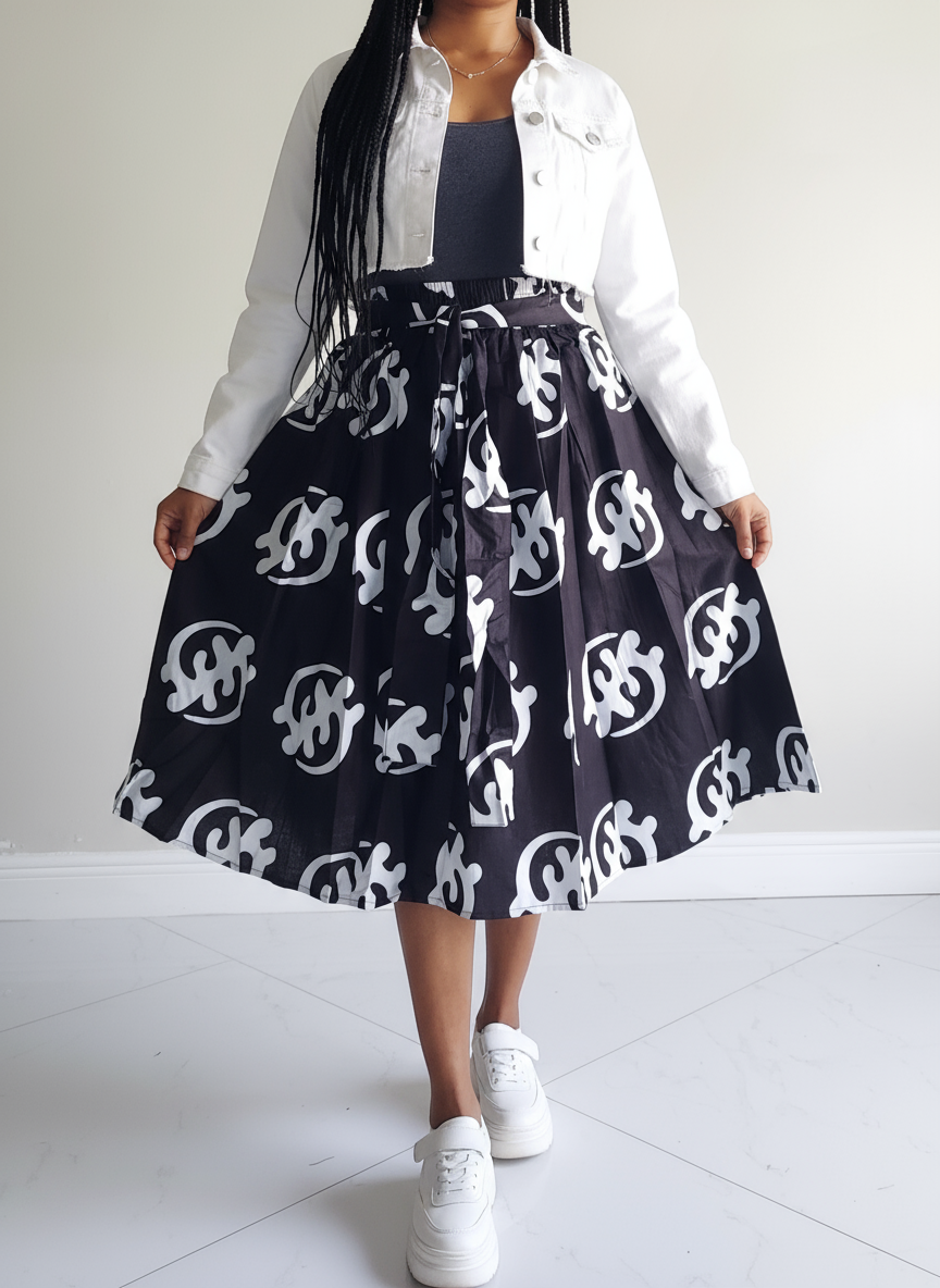 Woman Mid Length Flared skirt -7012 Gynamee Print