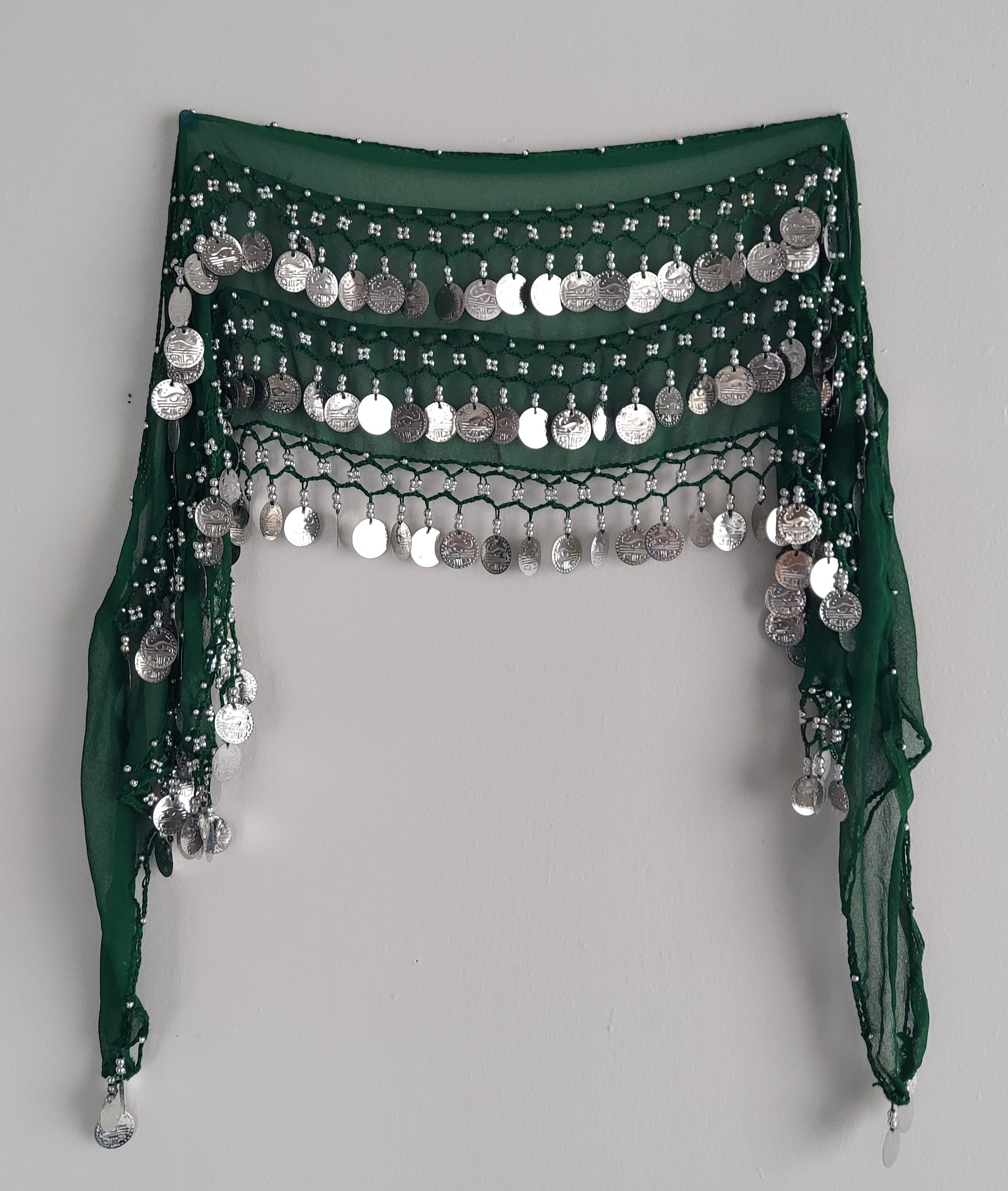 Belly Dance Hip Scarf With Coins / Skirt Sash Costume