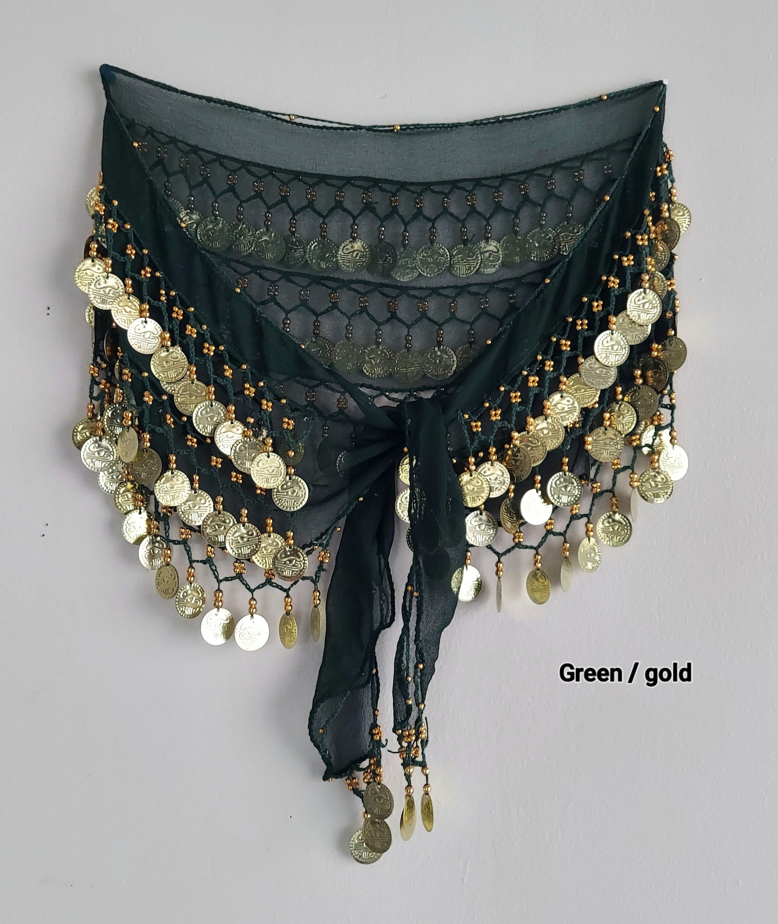 Belly Dance Hip Scarf With Coins / Skirt Sash Costume