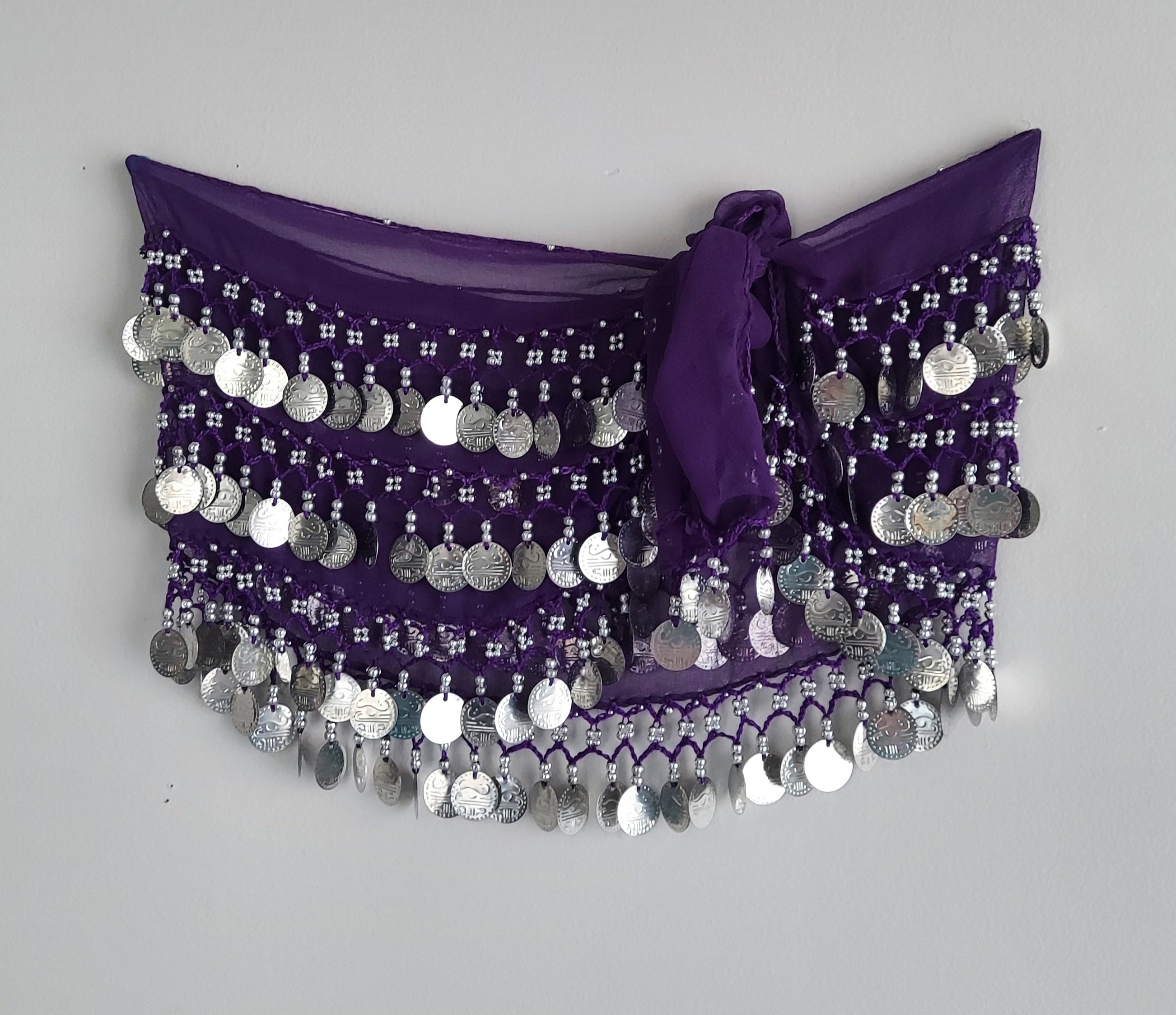 Belly Dance Hip Scarf With Coins / Skirt Sash Costume