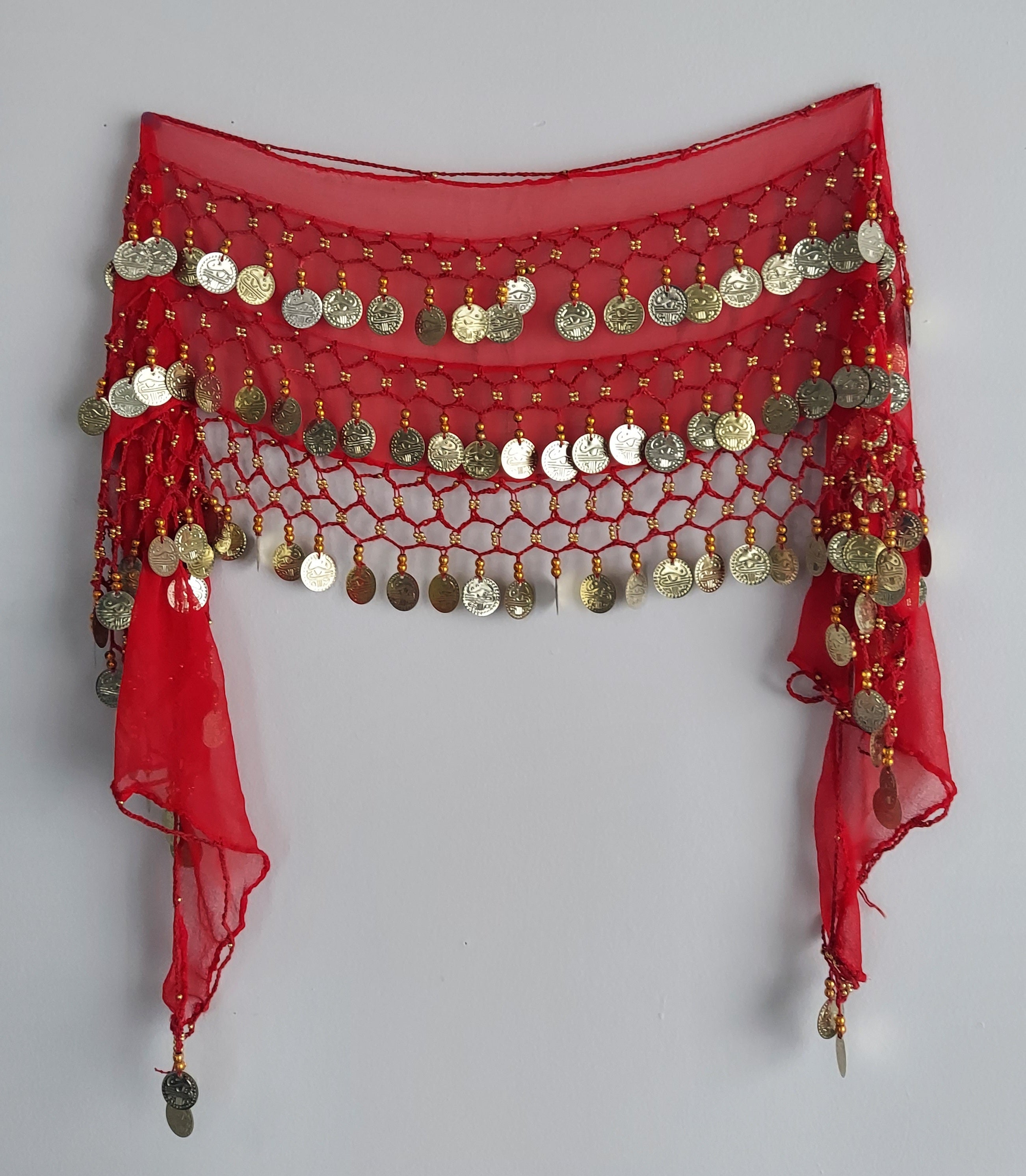 Belly Dance Hip Scarf With Coins / Skirt Sash Costume