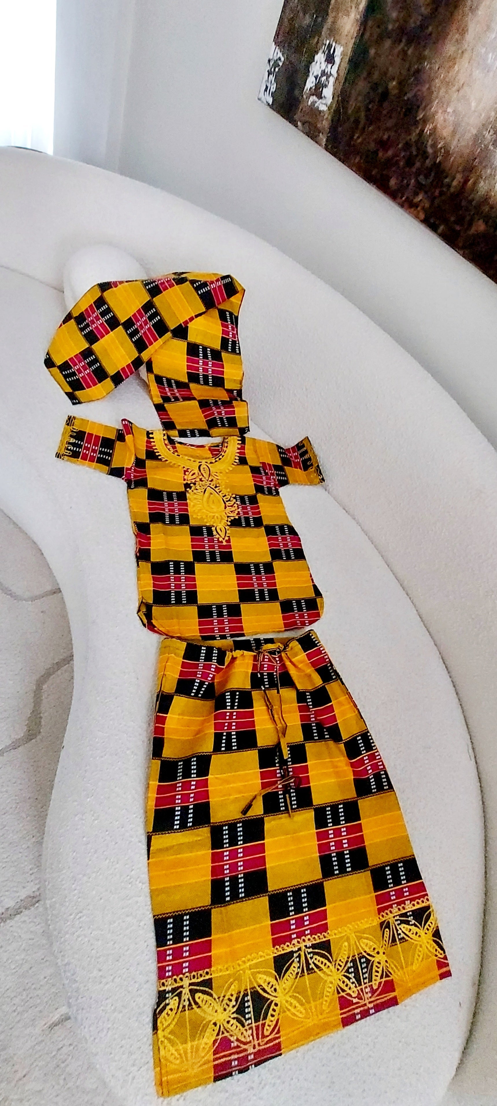 Girls/ Kids 3 Pcs Kente Skirt set F