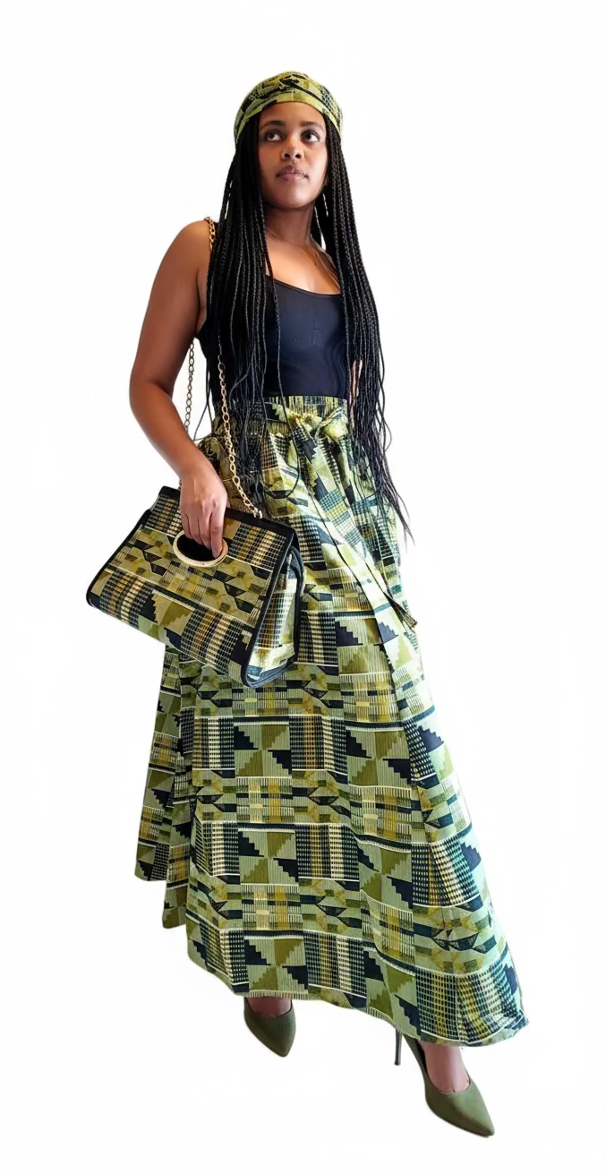 3pcs Set Maxi Skirt Pocketbook wrap Dress F