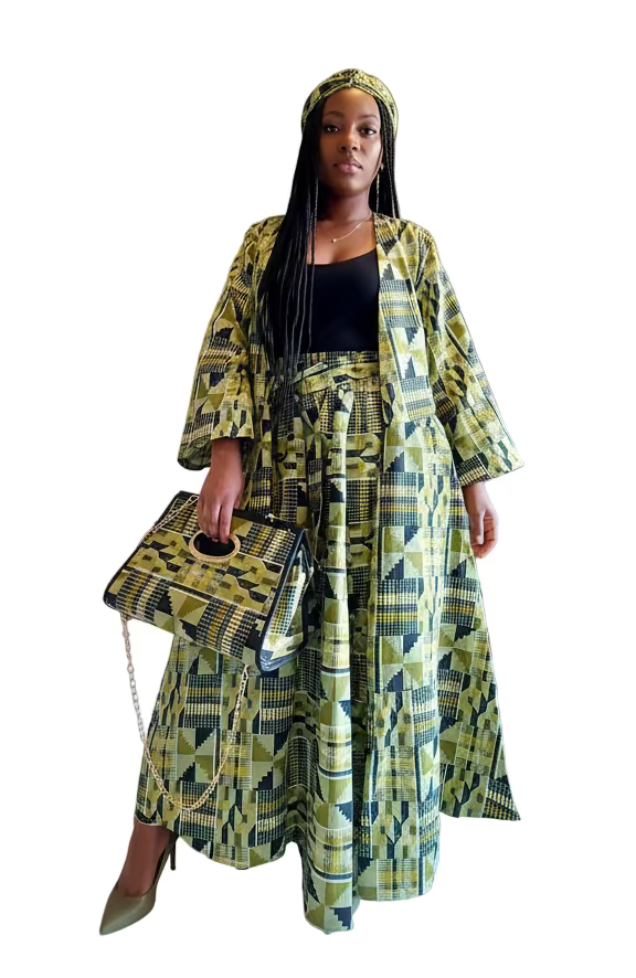 3pcs Set Maxi Skirt Pocketbook wrap Dress F