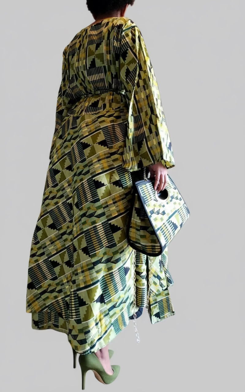 3pcs Set Maxi Skirt Pocketbook wrap Dress F