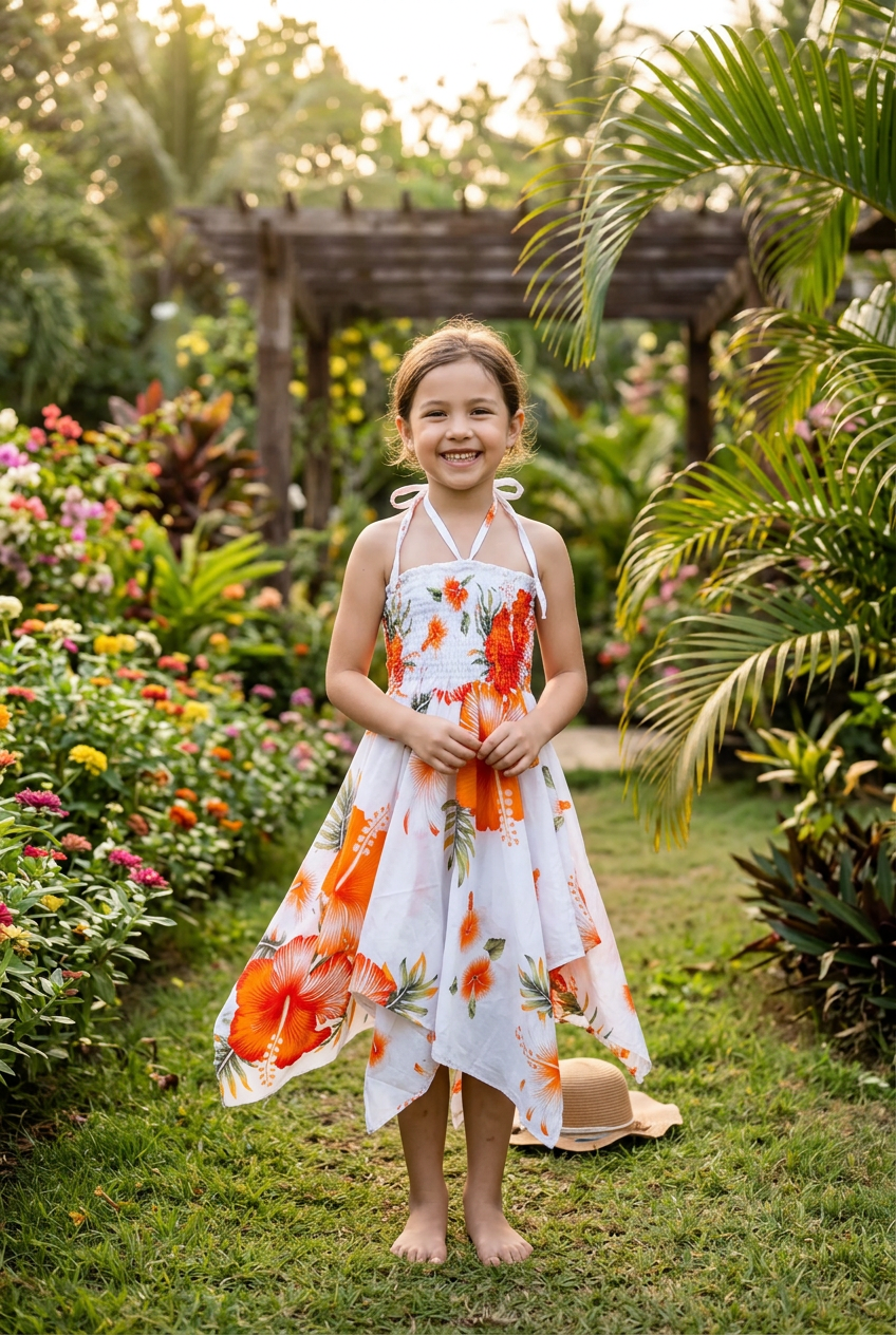 Kids/ Girls Hawaiian Dress - KRN113 Dark (Pack of 6,12)