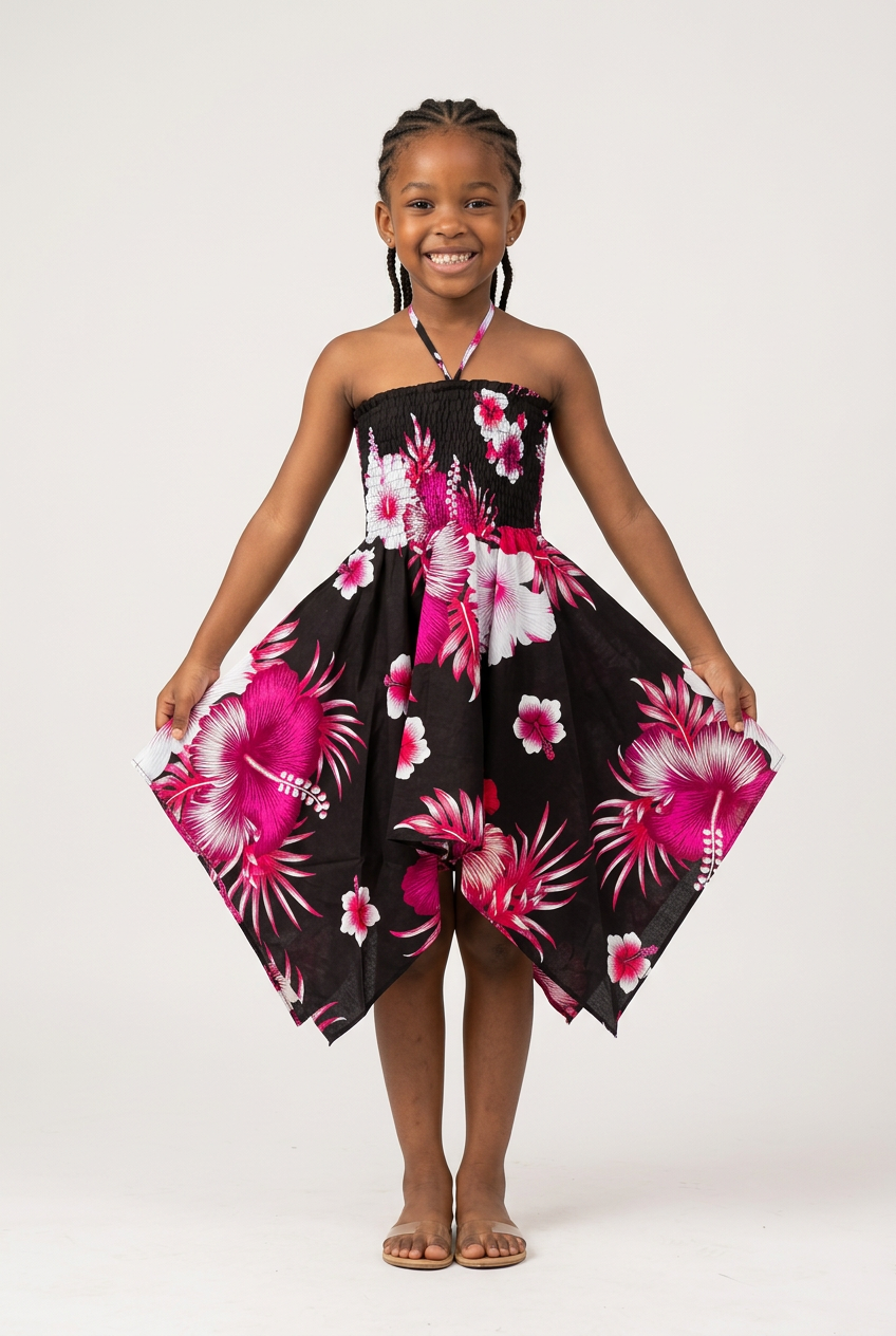 Kids/ Girls Hawaiian Dress -Dark  KRN113 Dark (Pack of 6,12)