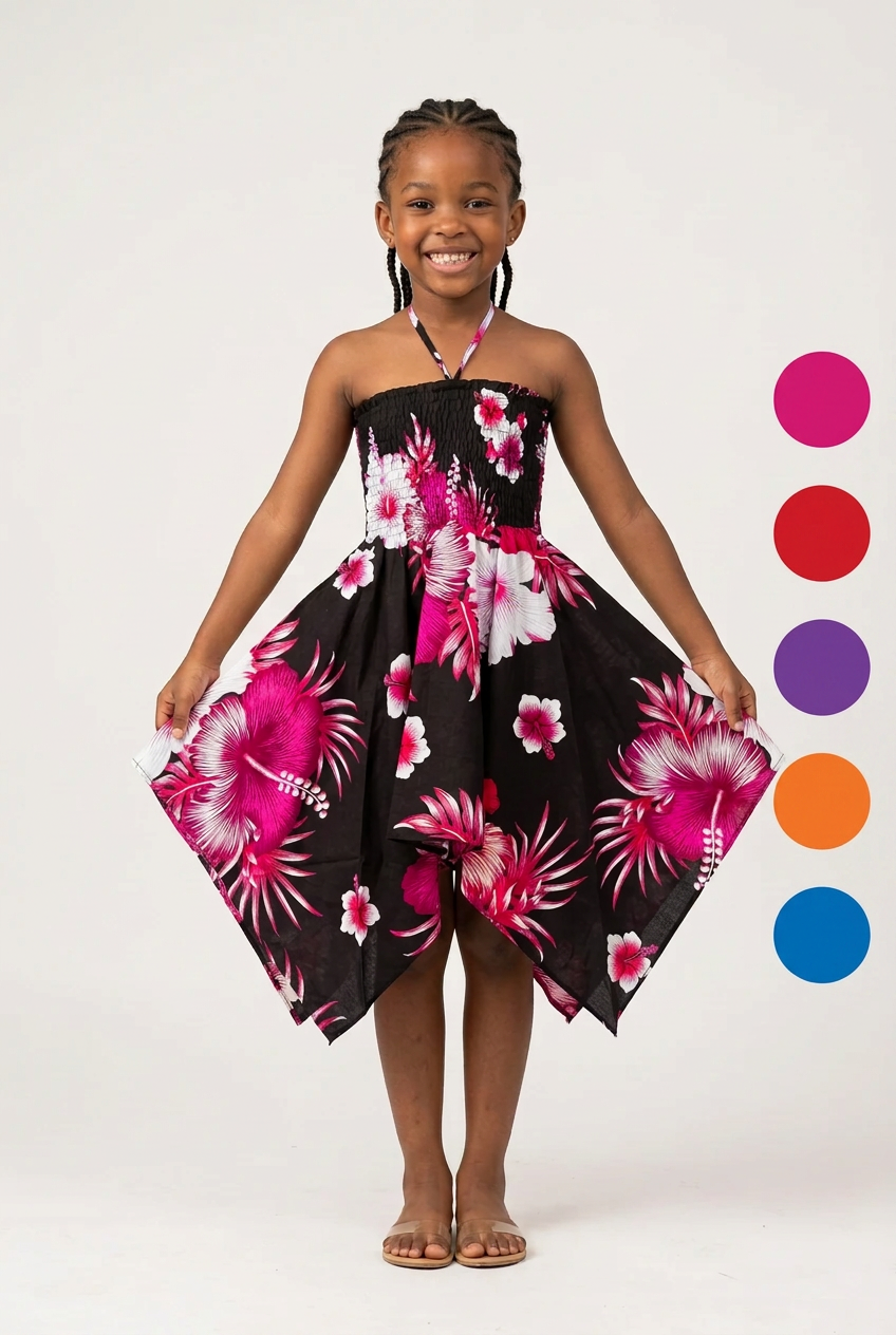 Kids/ Girls Hawaiian Dress -Dark  KRN113 Dark (Pack of 6,12)