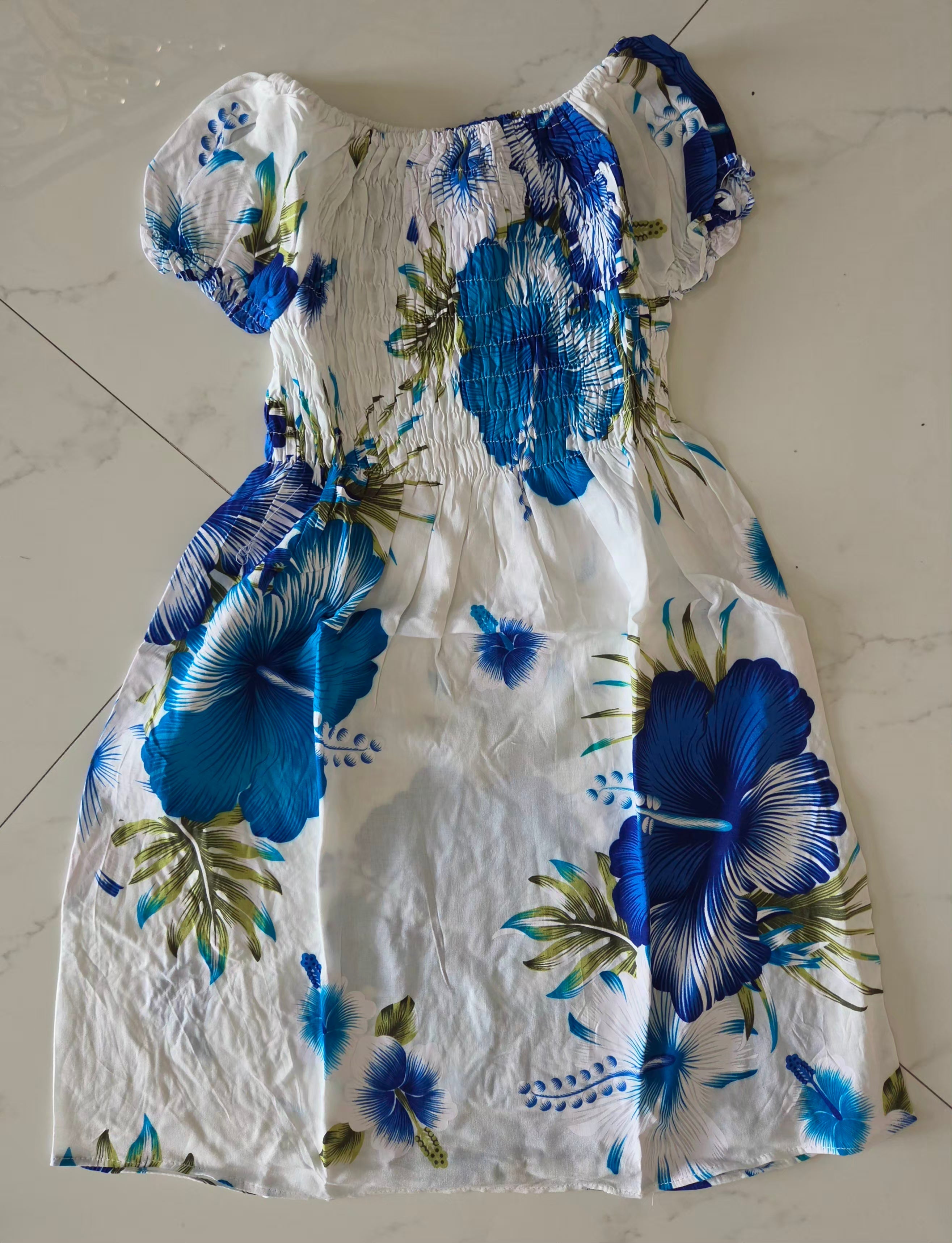 Kids/ Girls Hawaiian Dress - White KRN111