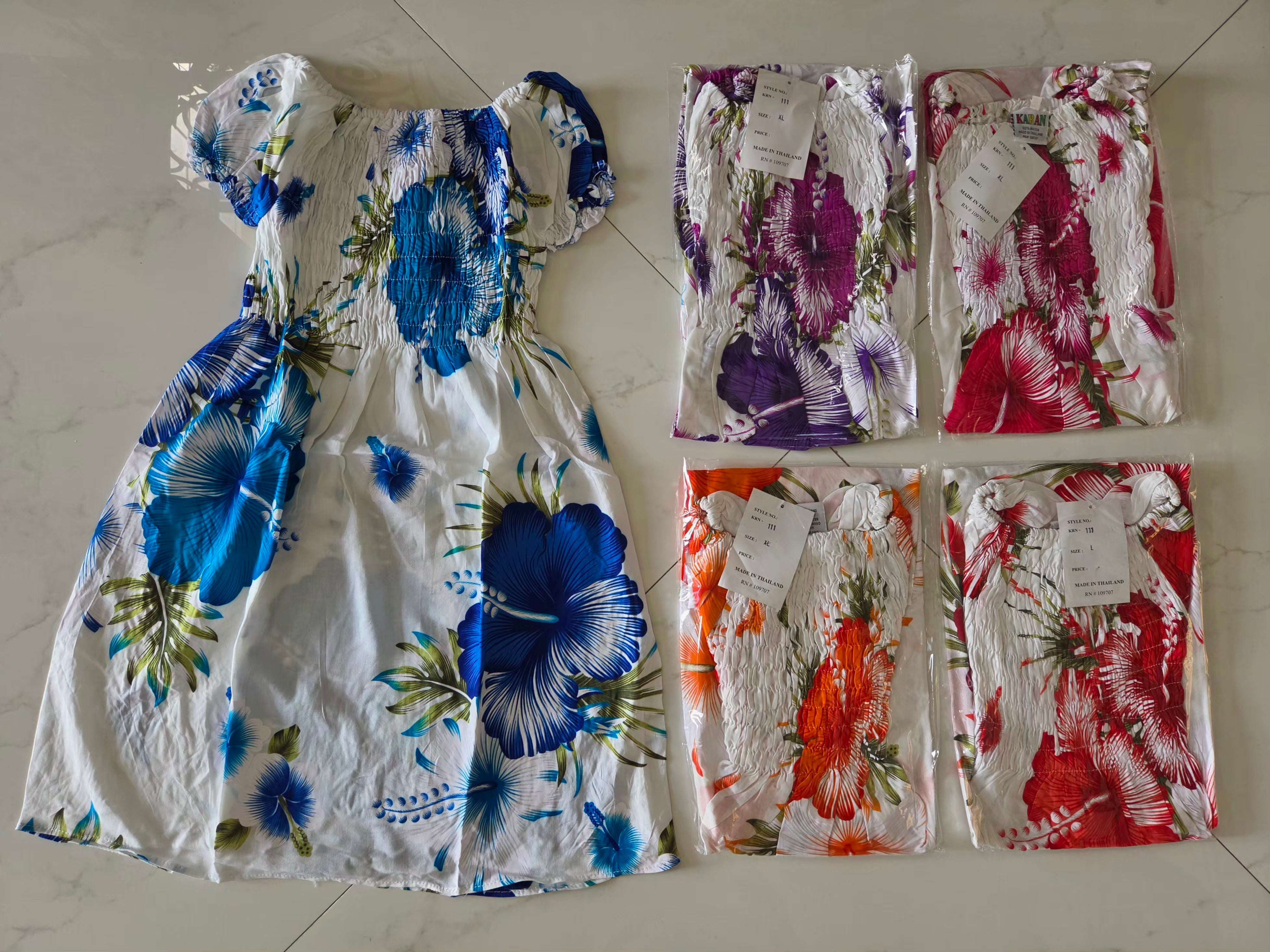 Kids/ Girls Hawaiian Dress - White KRN111