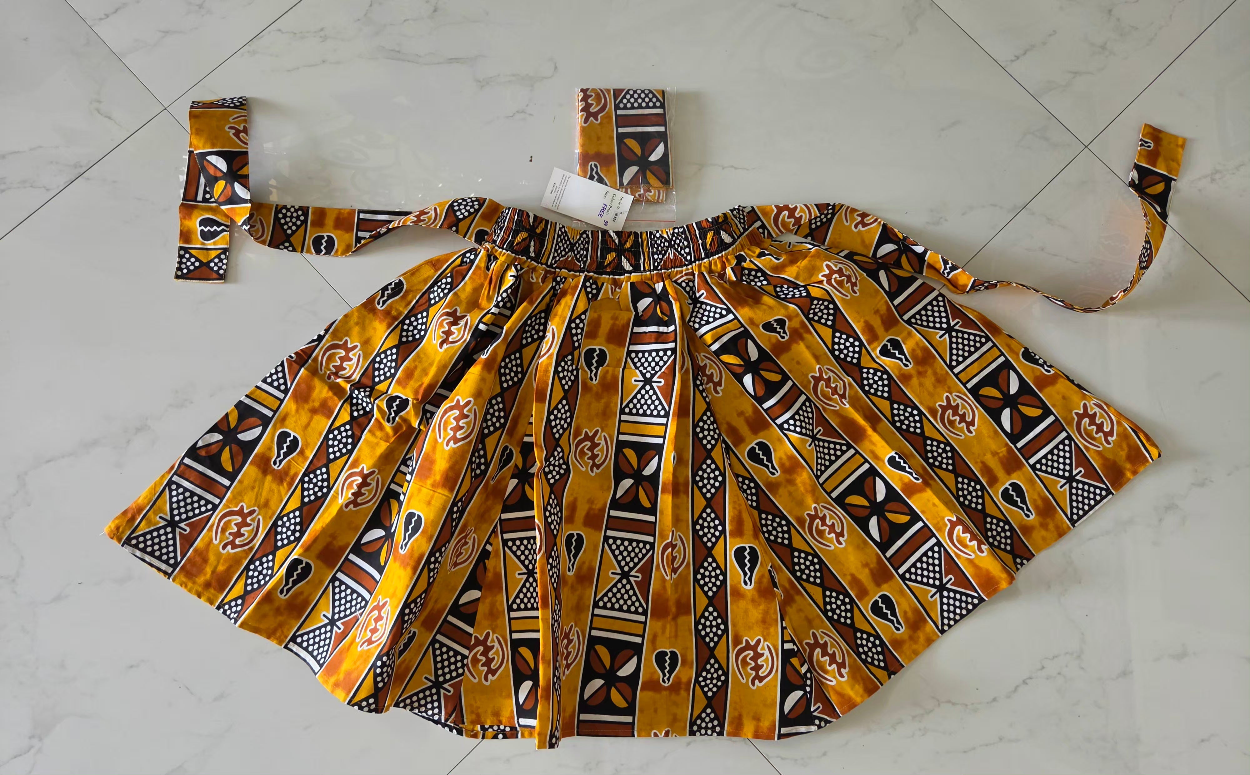 Short Printed skirt with  Head Scarf 524-57