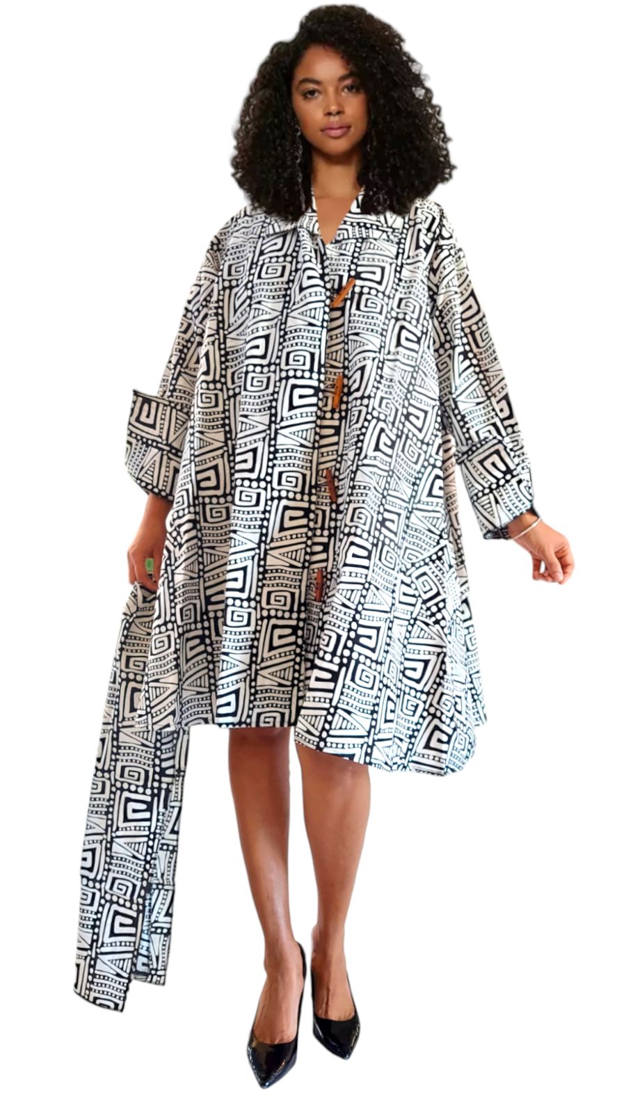 243- Cotton Short  Dress / Blouse- Geometric Pattern