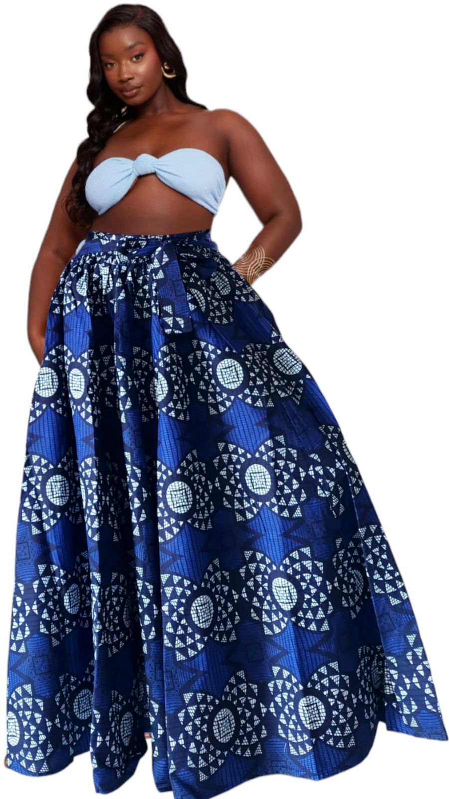 7001- Women Long Maxi Skirt- Blue