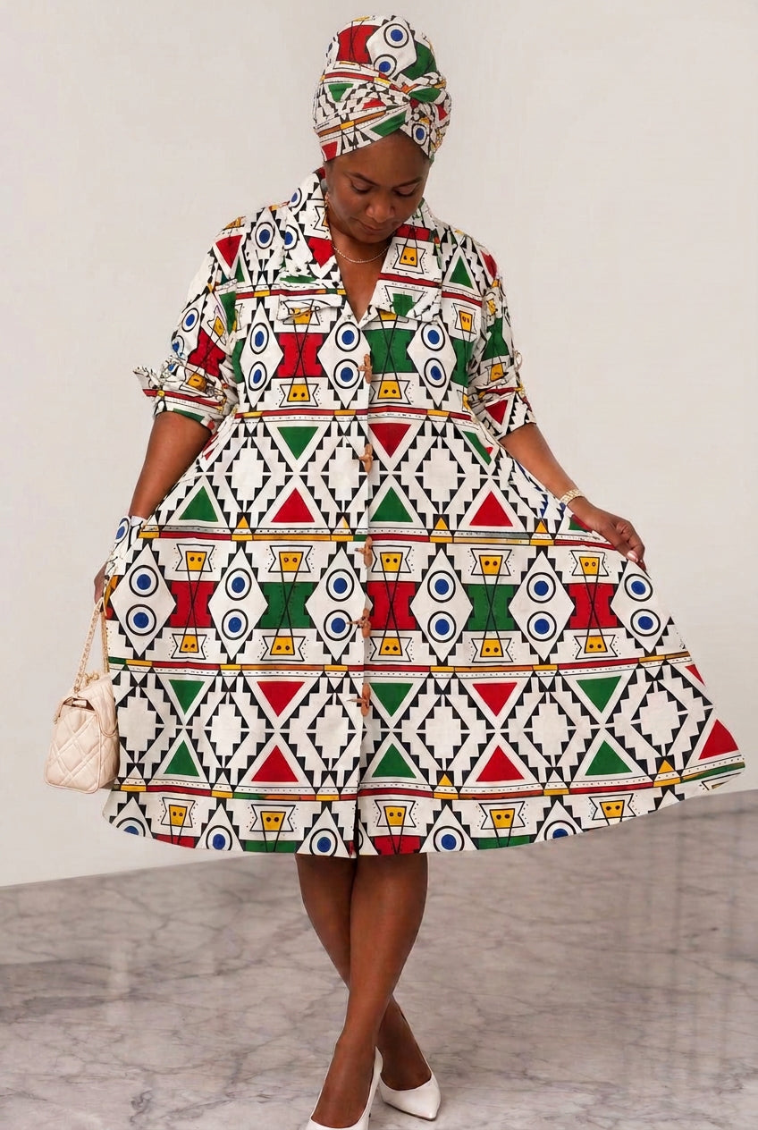 Cotton Swing Dress / Top Ankara Print - DRS029 P24