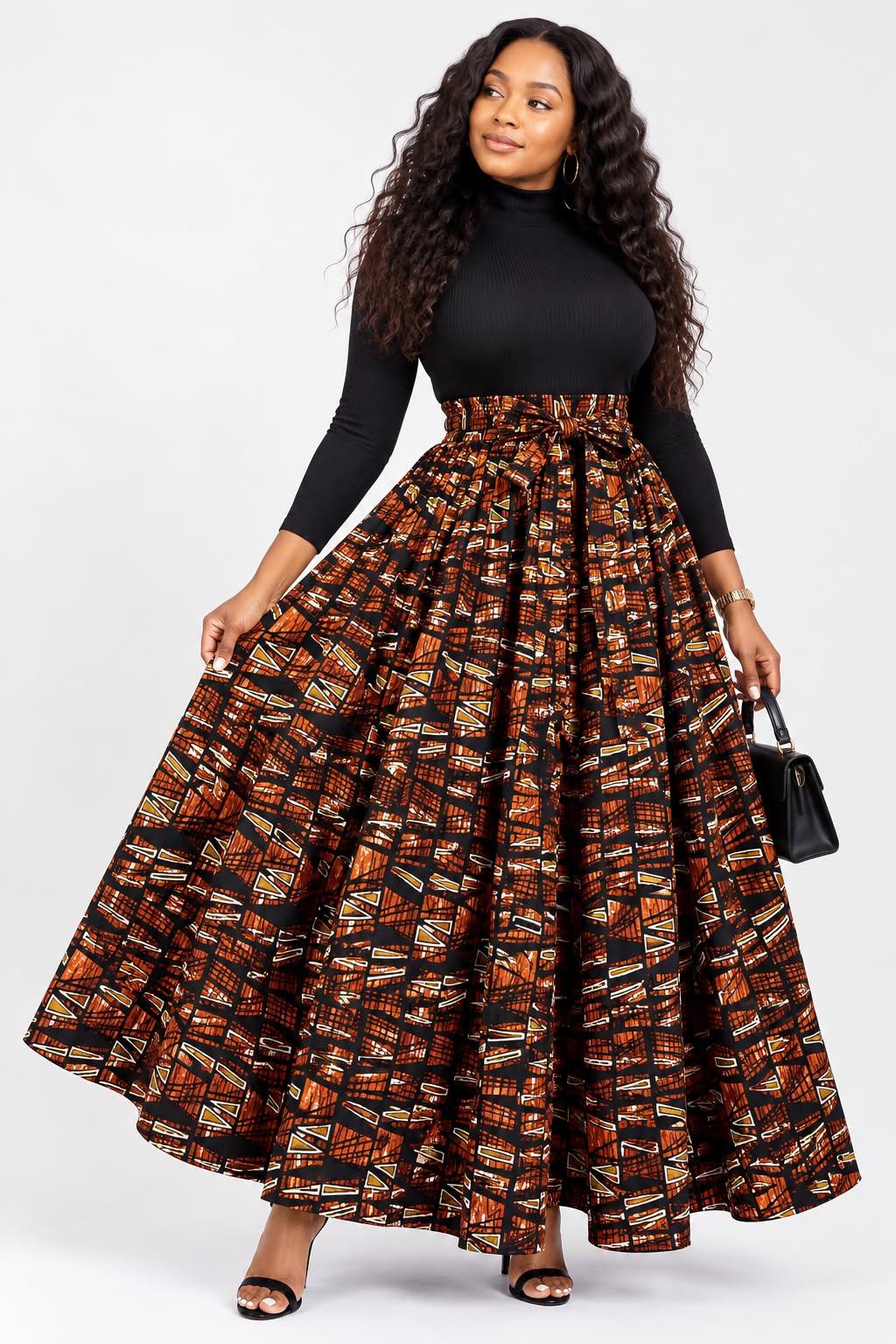 African Cotton Full-length Maxi Skirt- 1350  0