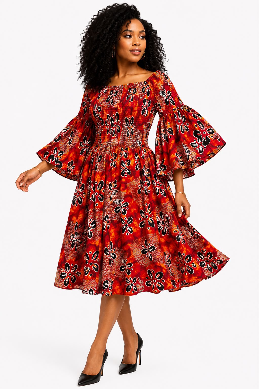 Amara African Print Middi Dress  036 P6