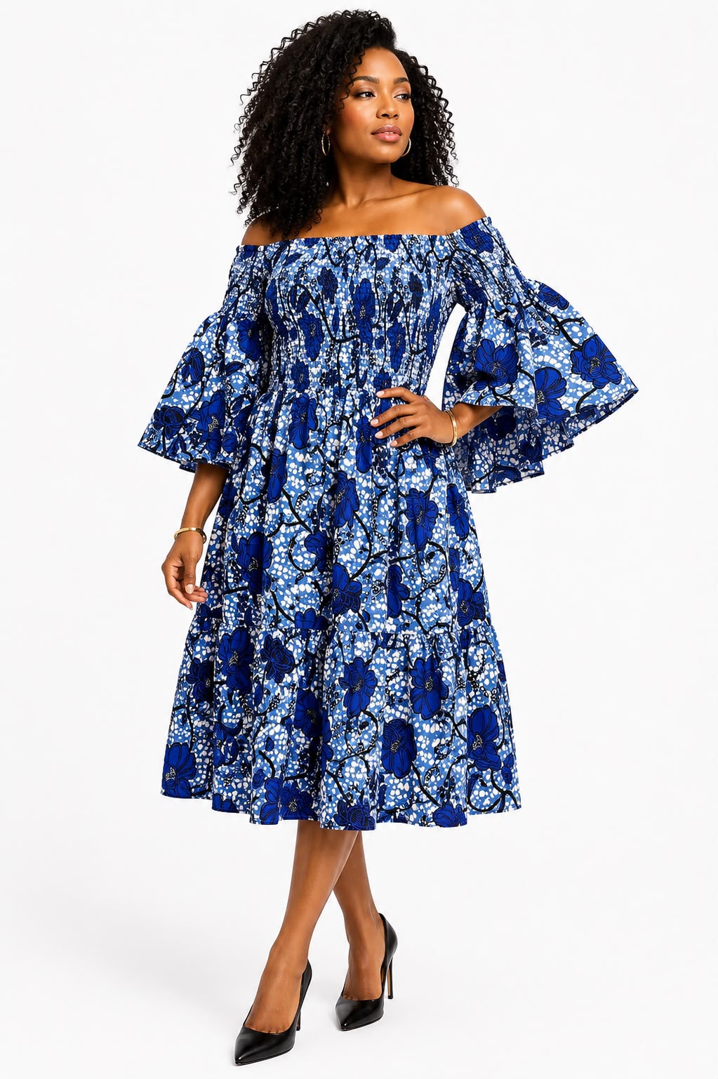 Amara African Print Middi Dress  036 P2