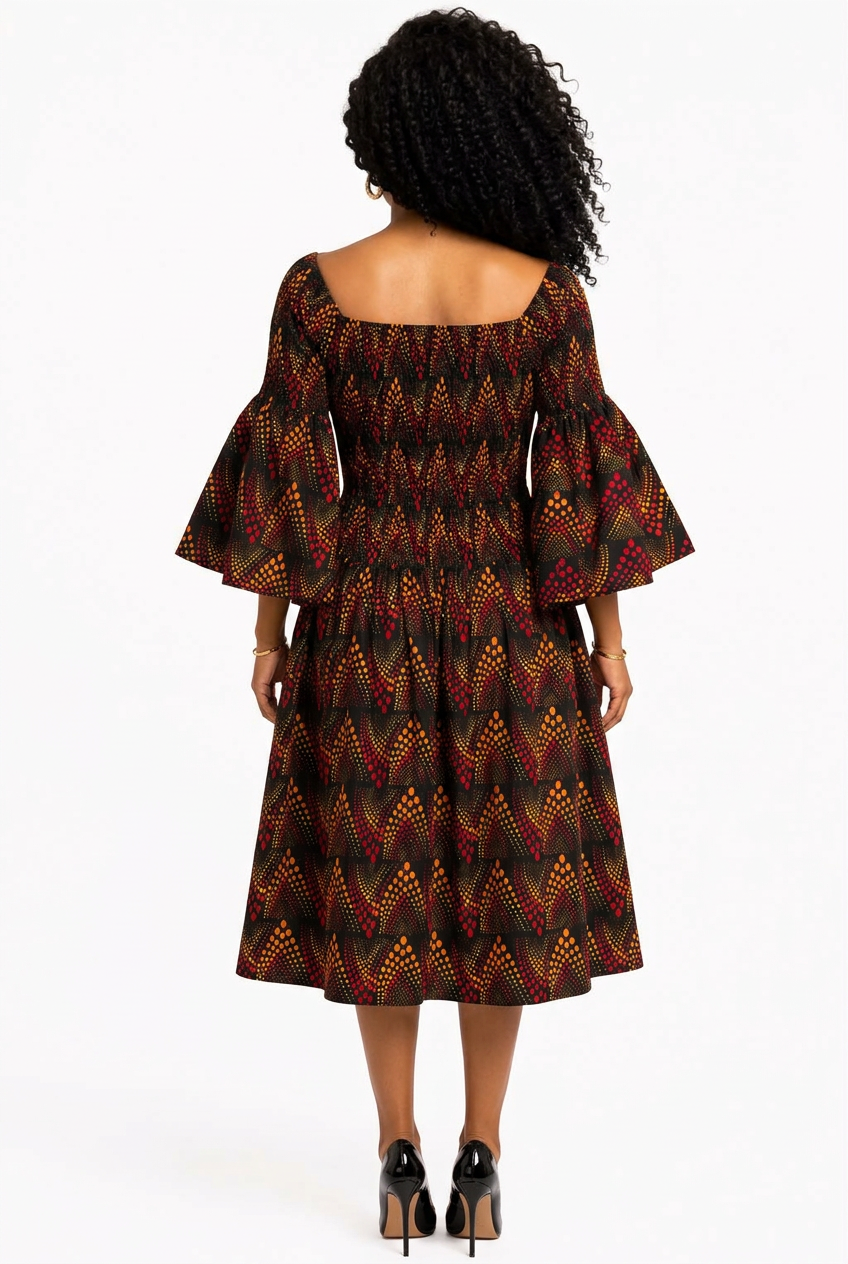 Amara African Print Middi Dress  036 B