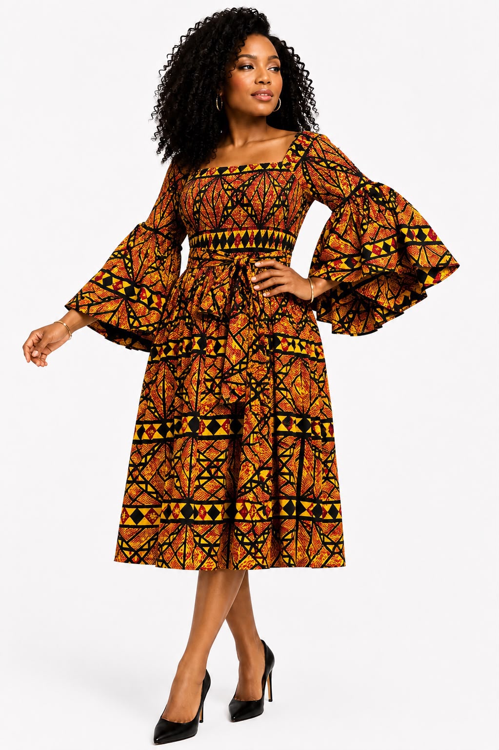 Amara African Print Middi Dress  026
