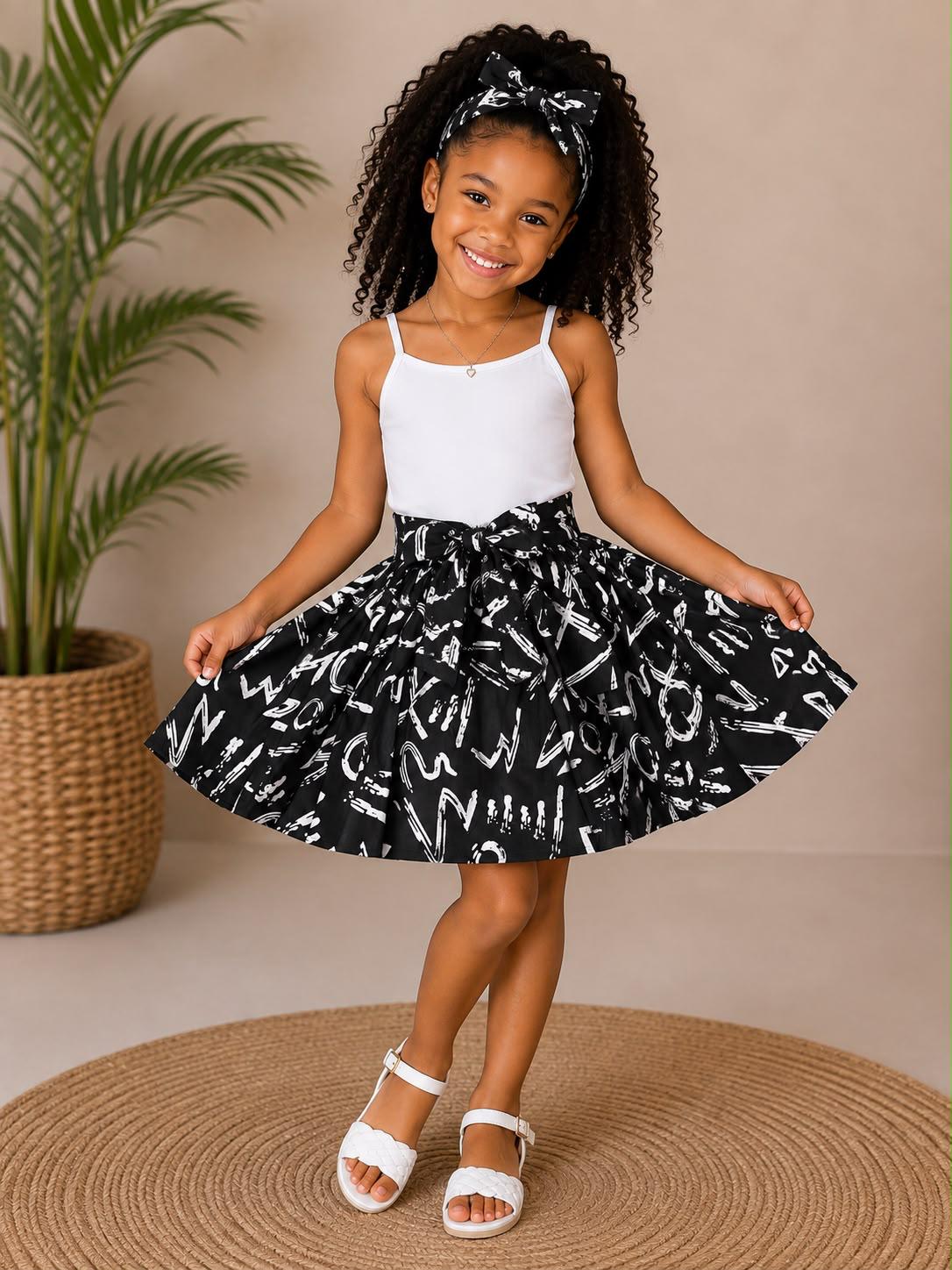 Little Girls Skirt & Head Bow Set-Kids Maze K05