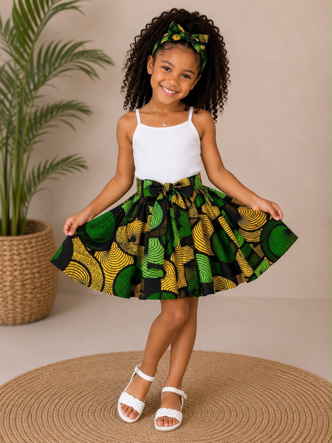 Little Girls Skirt & Head Bow Set-Kids Maze K05