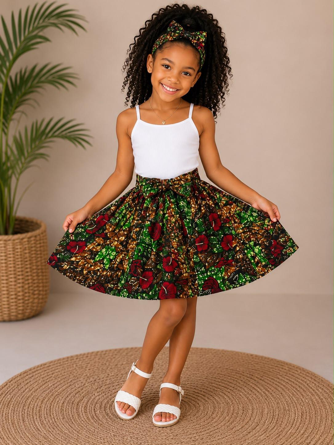 Little Girls Skirt & Head Bow Set-Kids Maze K05