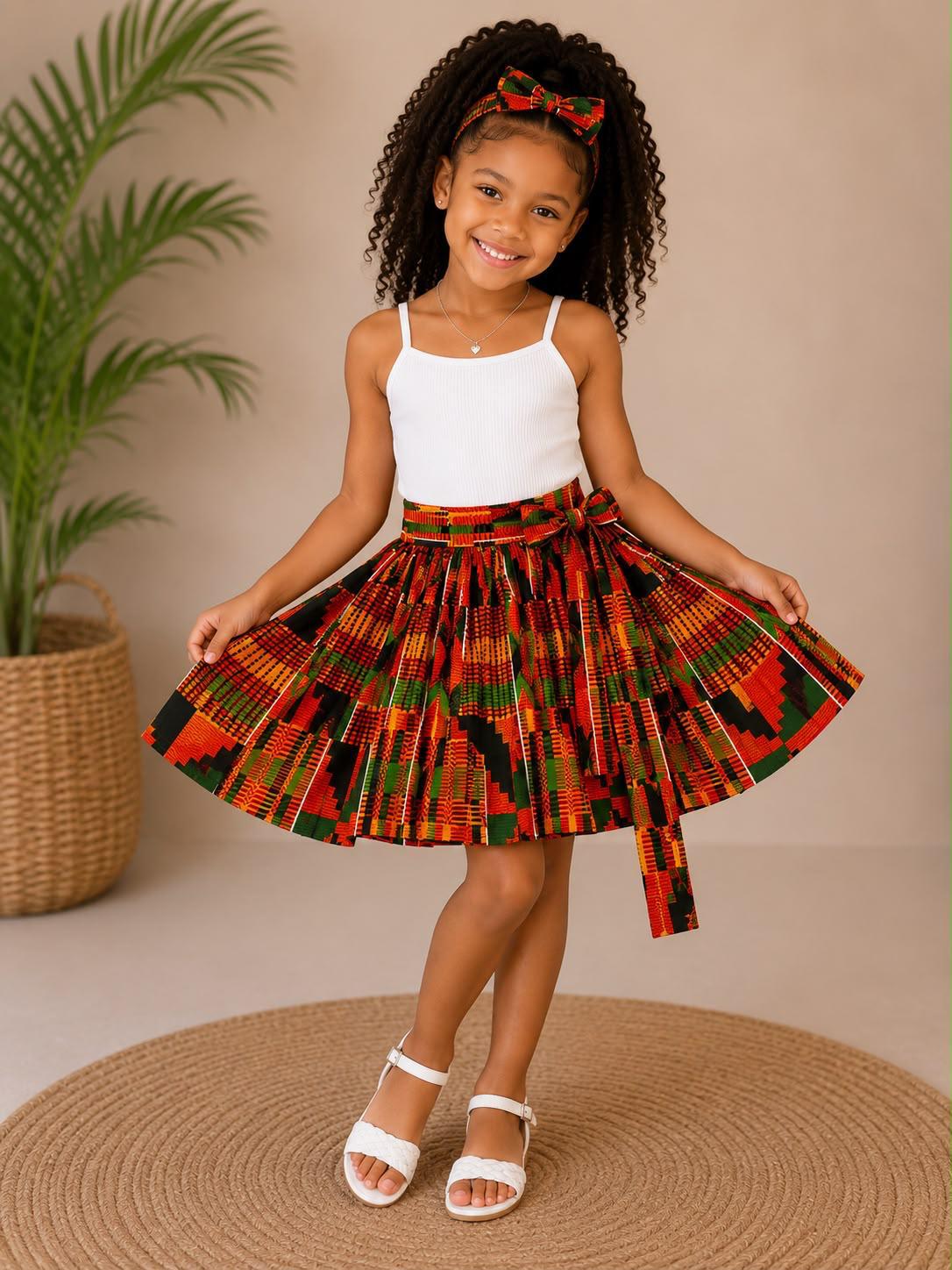 Little Girls Skirt & Head Bow Set-Kids Maze K05