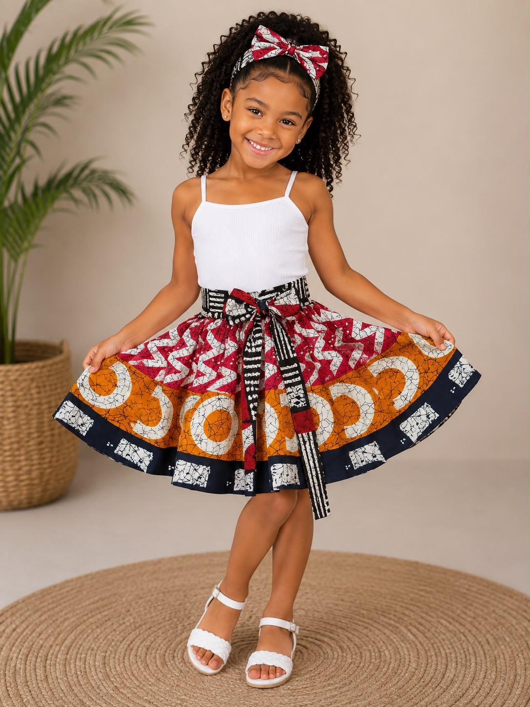 Little Girls Skirt & Head Bow Set-Kids Maze K05