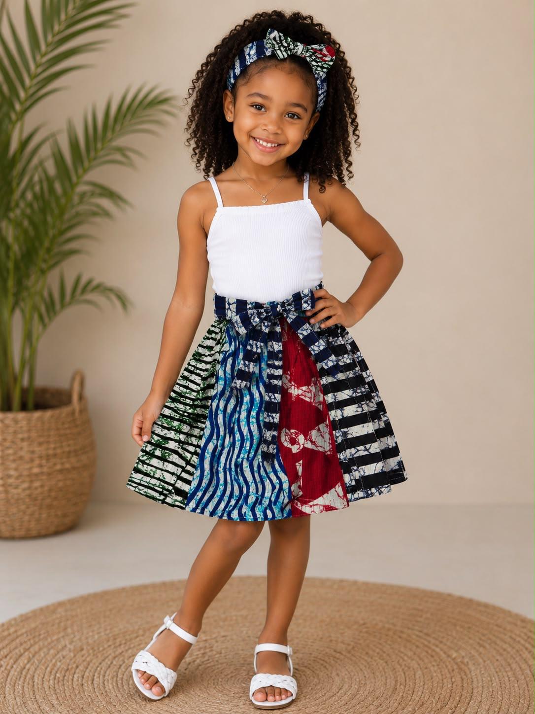 Little Girls Skirt & Head Bow Set-Kids Maze K05