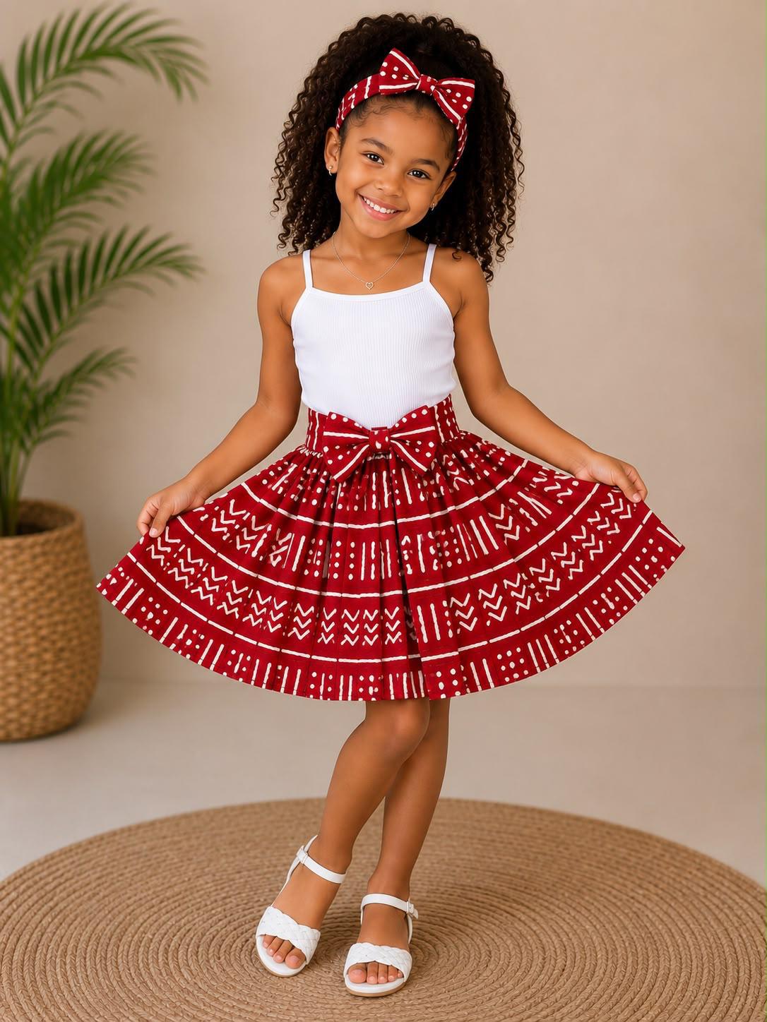 Little Girls Skirt & Head Bow Set-Kids Maze K05