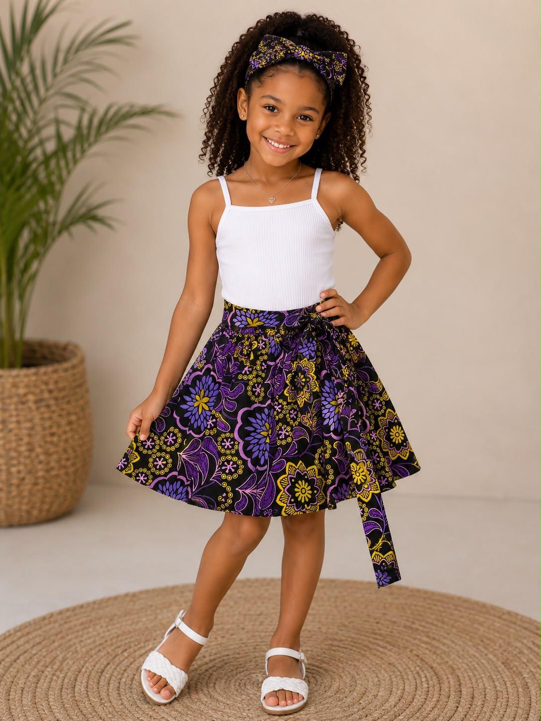 Little Girls Skirt & Head Bow Set-Kids Maze K05