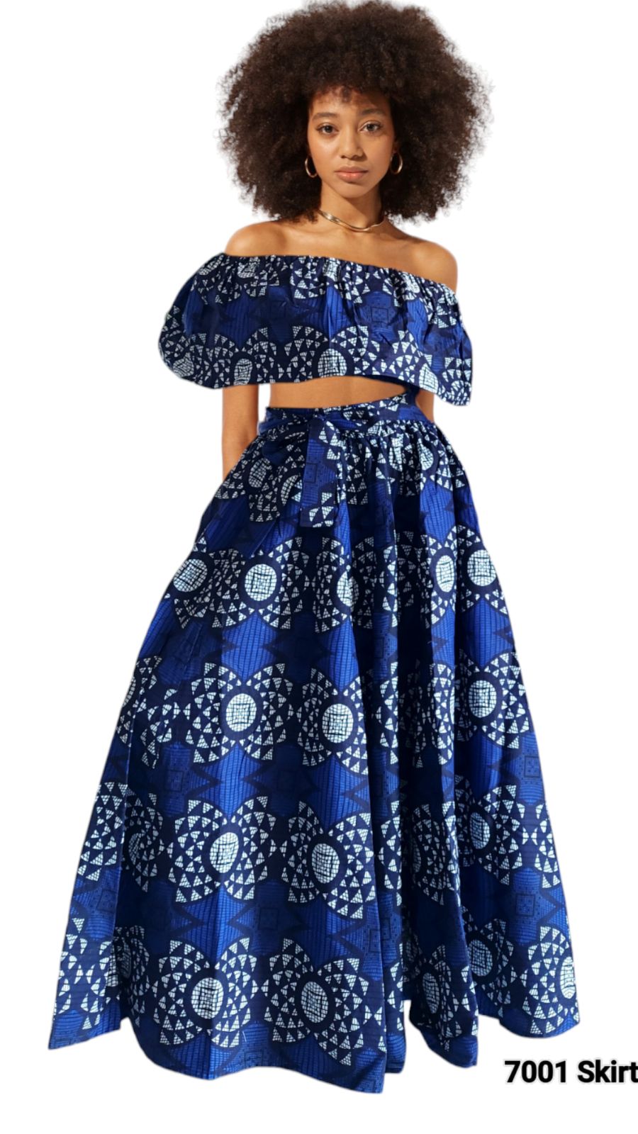 7001- Women Long Maxi Skirt- Blue