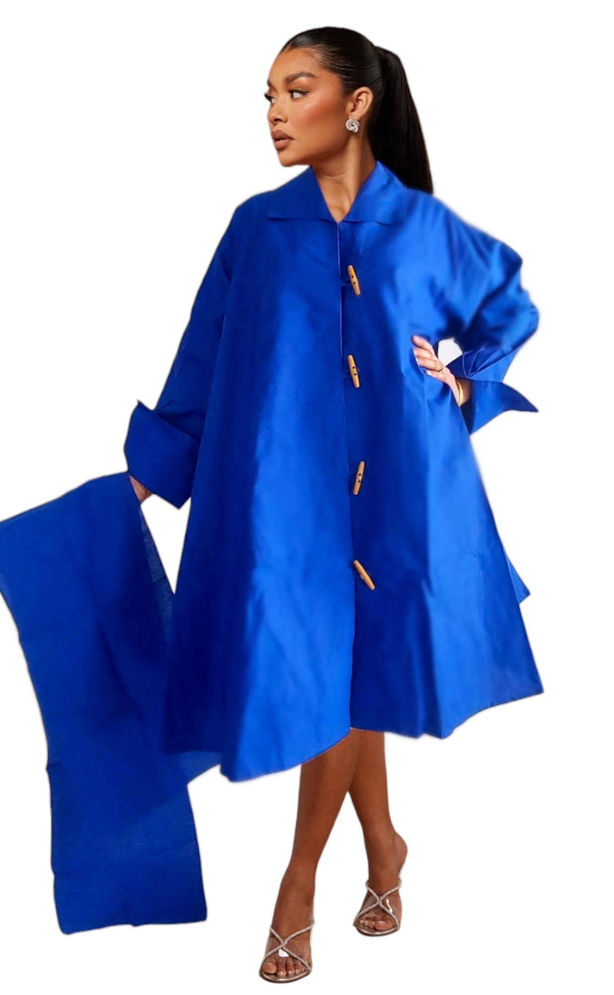 243 - Women  Mid Length Coat Dress / Blouse - Royal Blue