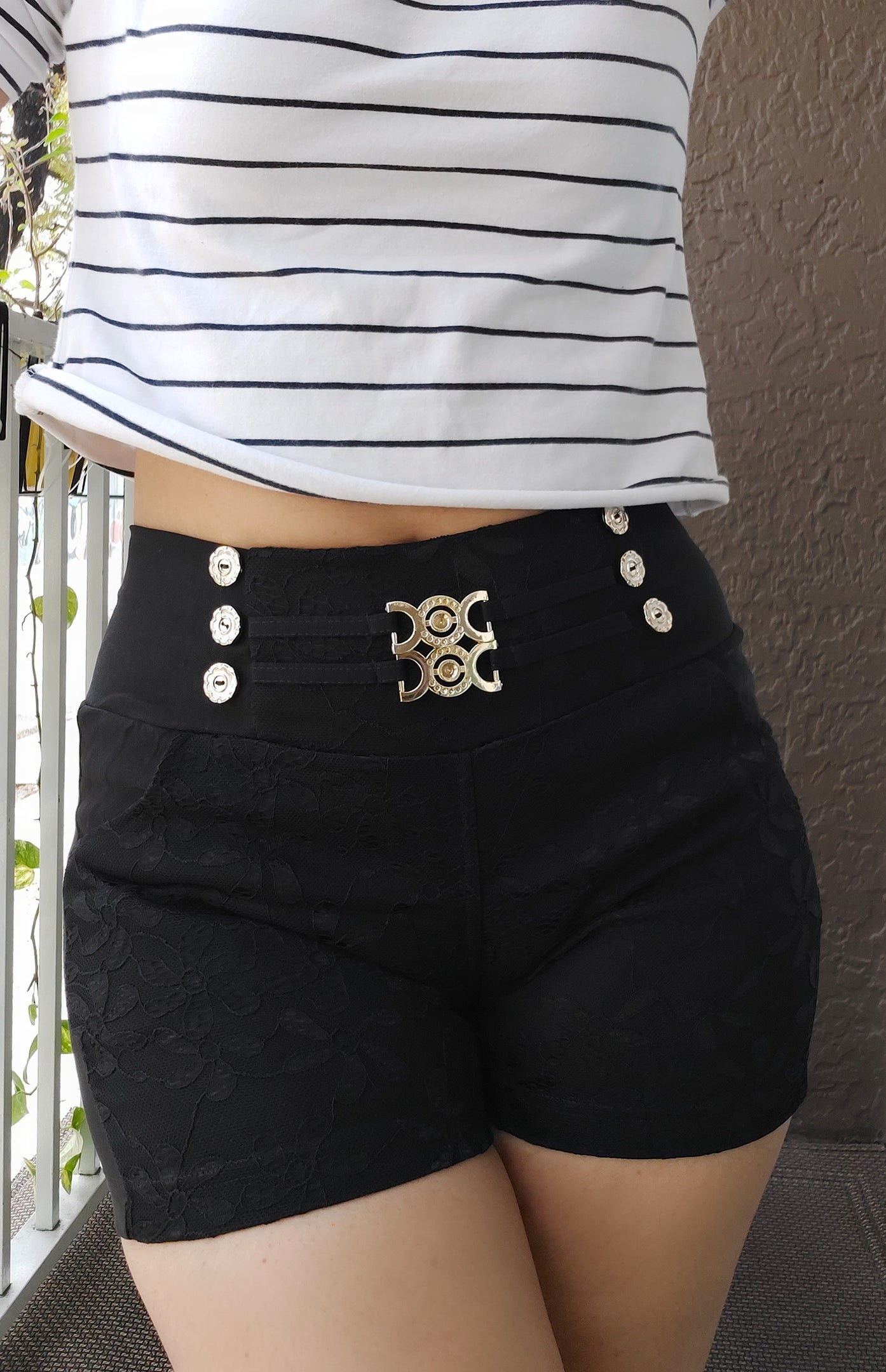 703- High Waisted Sailor Shorts/Lace