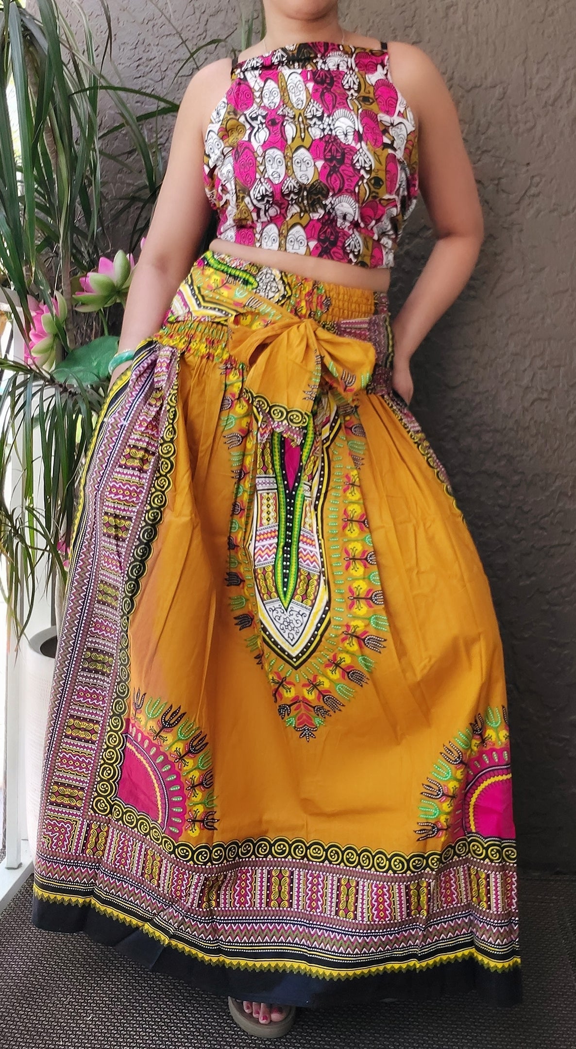 Women Long Smock Waist Skirt- Traditional Dashiki- 31D