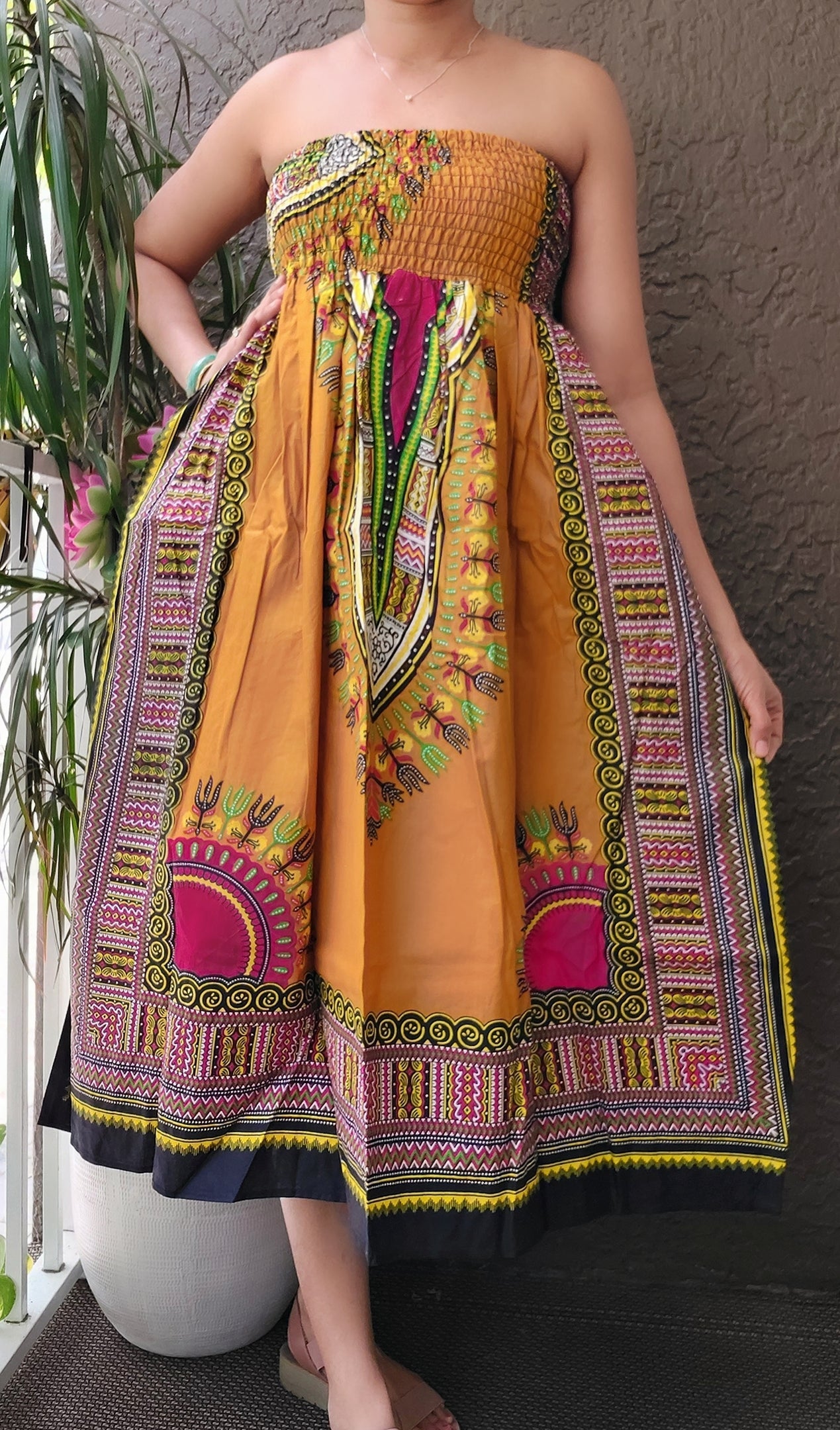 Women Long Smock Waist Skirt- Traditional Dashiki- 31D