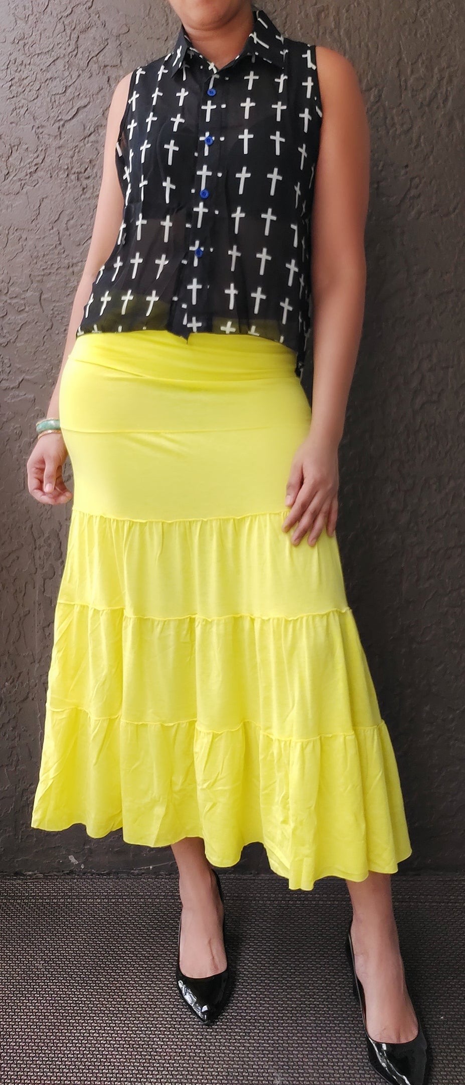 Convertible Tiered Maxi  Skirt- Solid