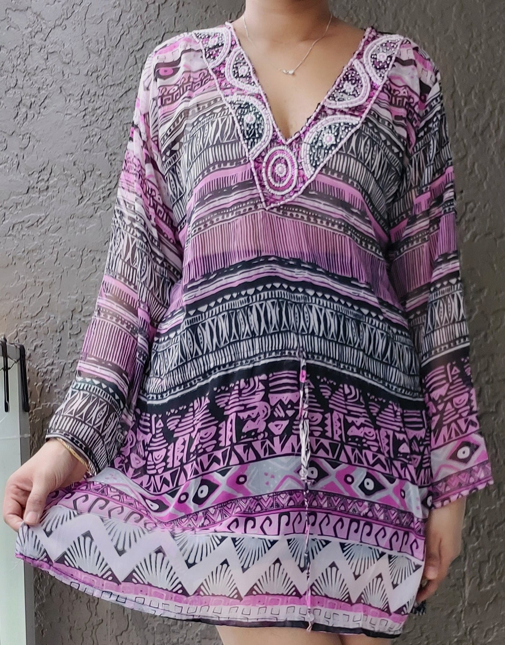 Chiffon Kaftan Top/ Dress/ Beach Coverup