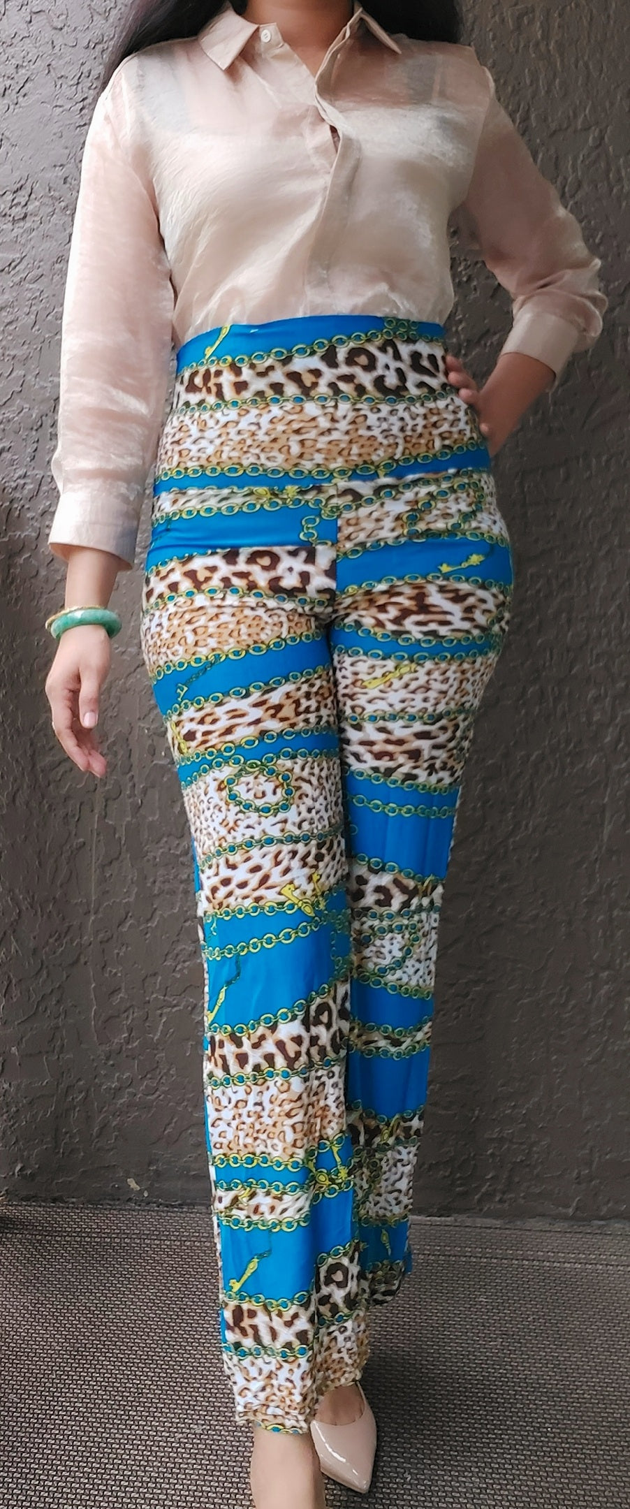 High Waist Palazzo pant / Long Bell Pant/ Printed- 476