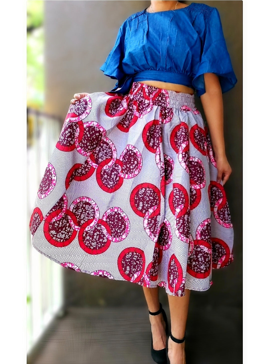 1006 Women Mid Length Printed Skirt