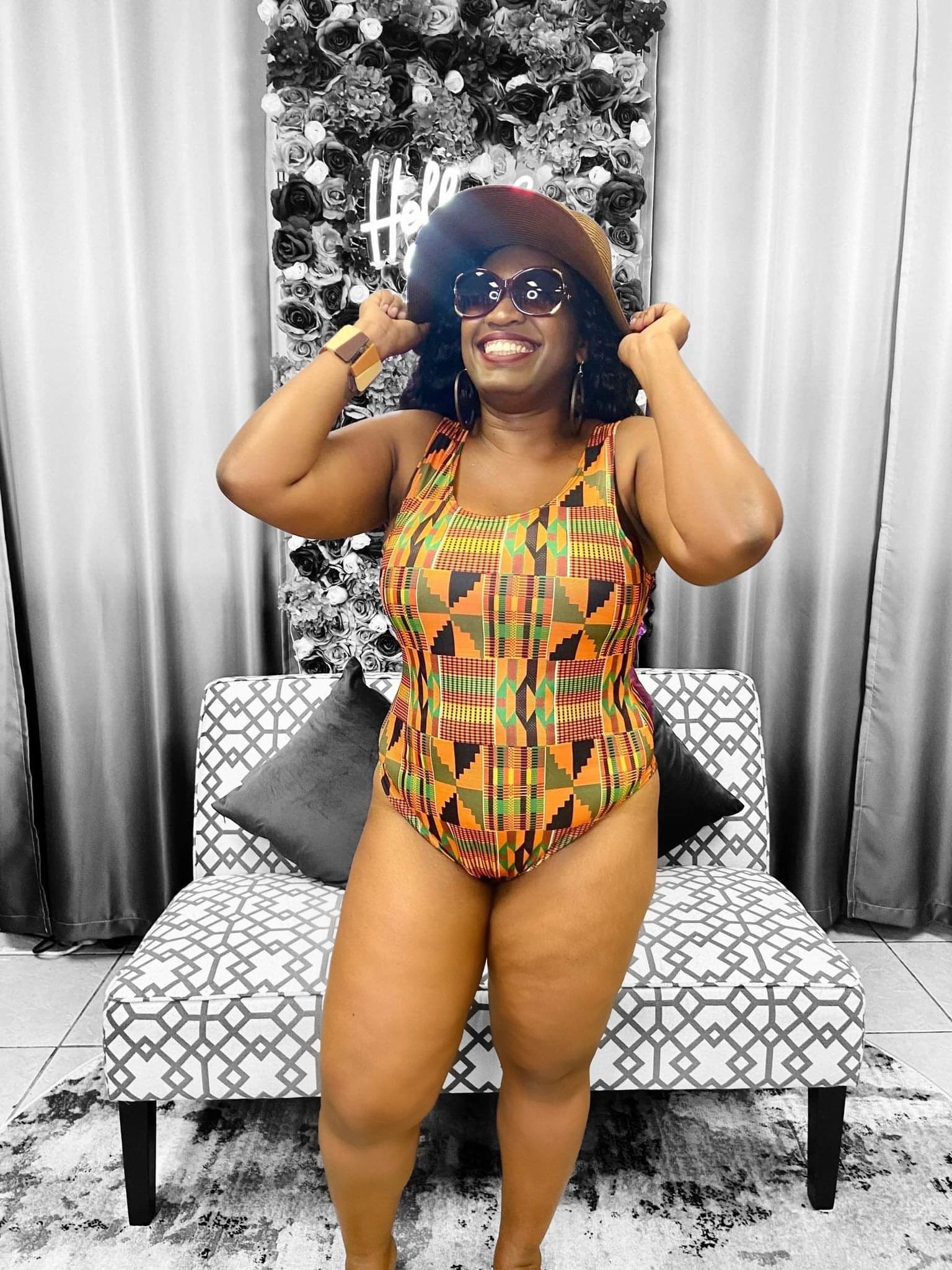 One Piece Swimsuit/ Top / African Kente Print