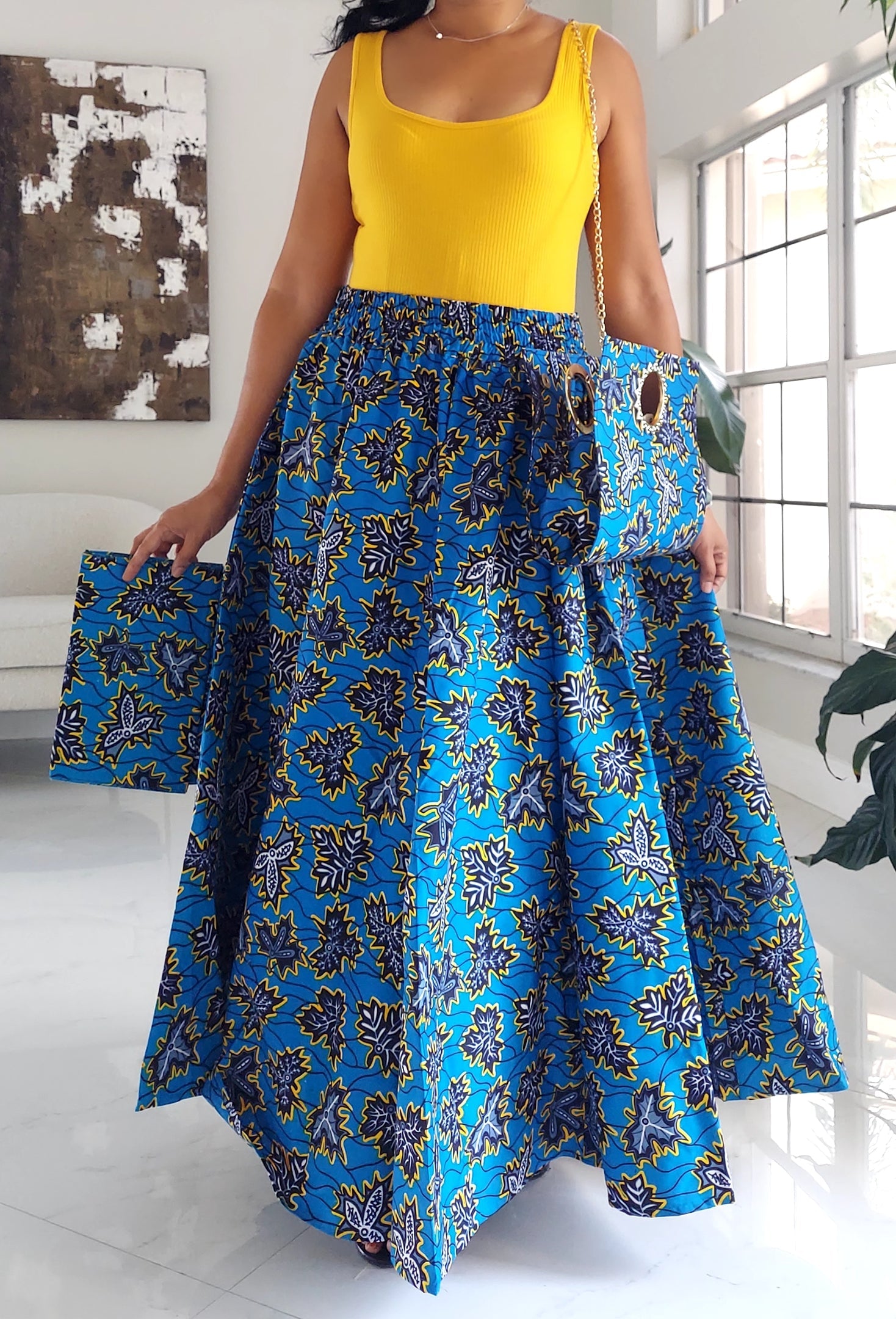 1003 Combo Long Skirt & Pocketbook Set