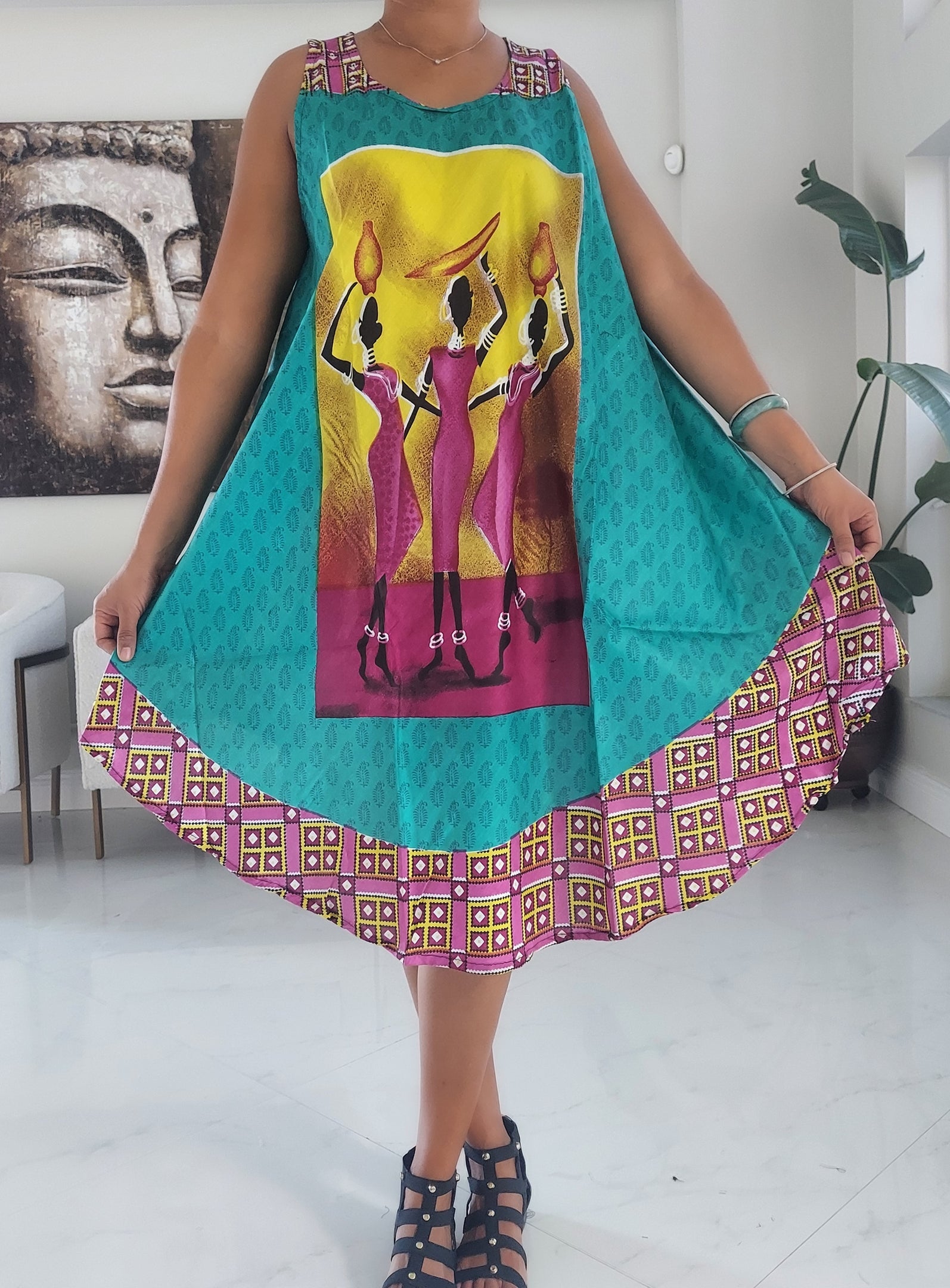 Umbrella Dress/ Beach Dress/ Tribal Print