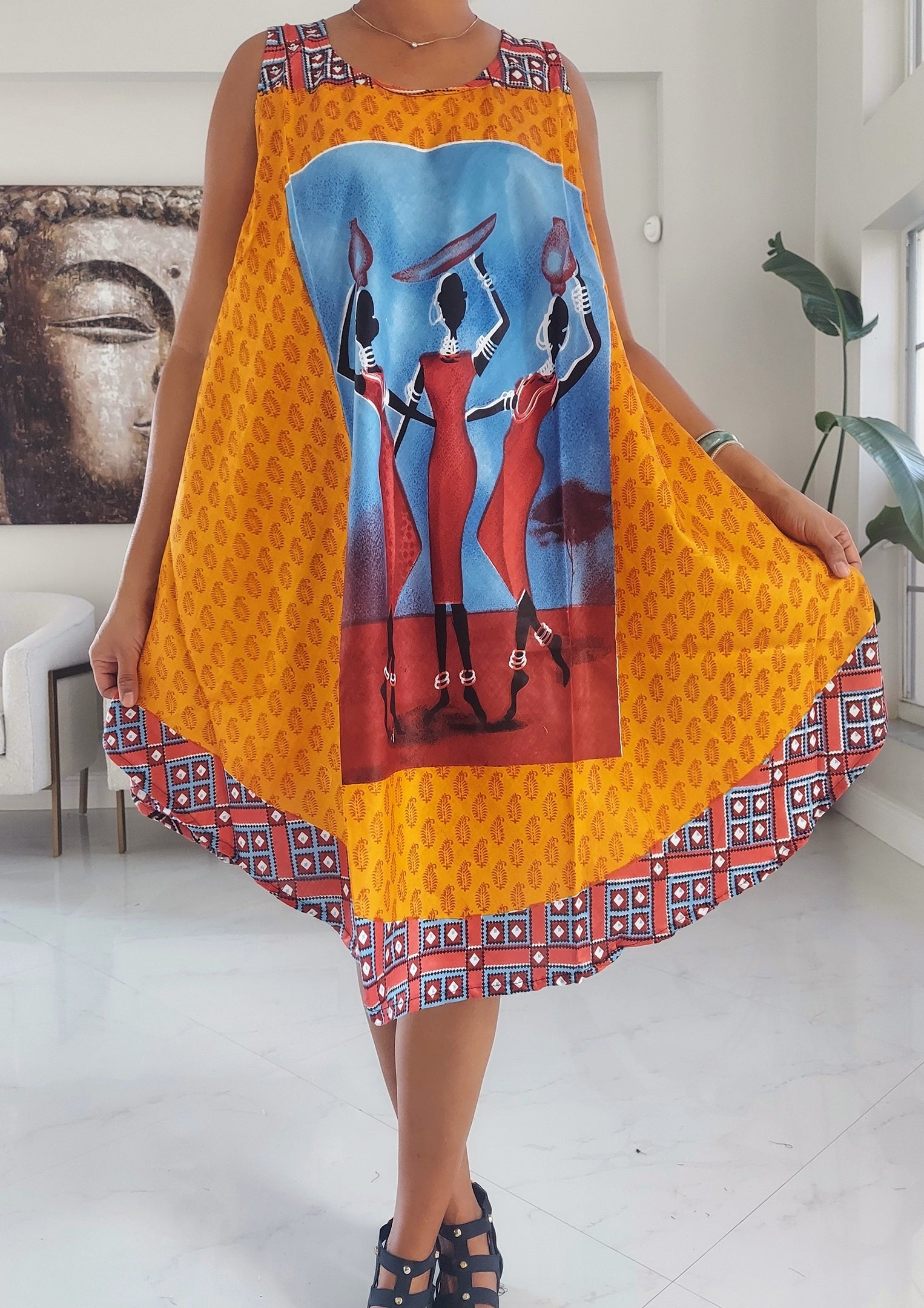 Umbrella Dress/ Beach Dress/ Tribal Print