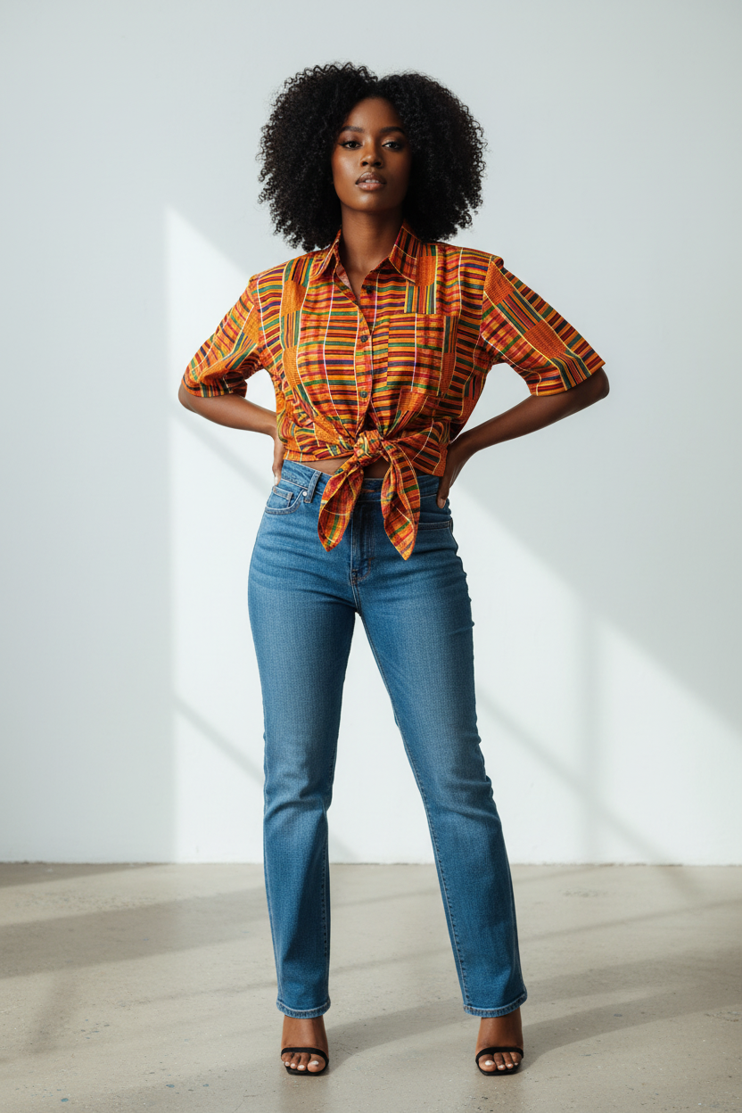 #DSK55 KENTE BUTTON DOWN SHIRT