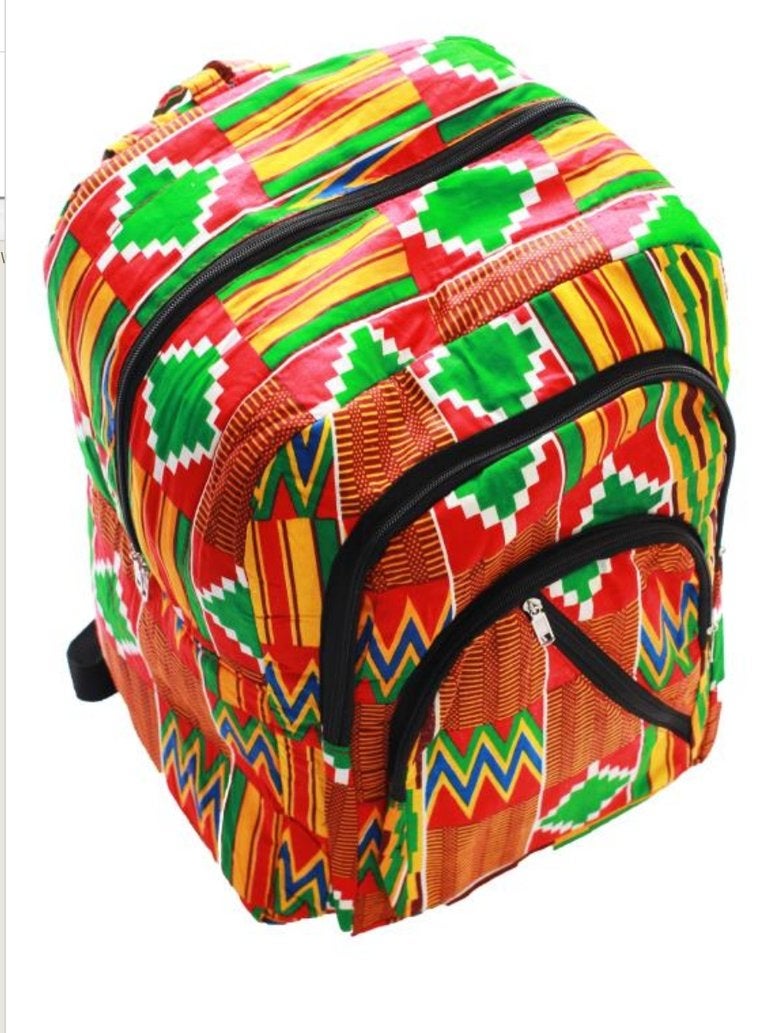 African Kente Print Backpack Book Bag Rucksack Handmade Backpack Handmade Bag