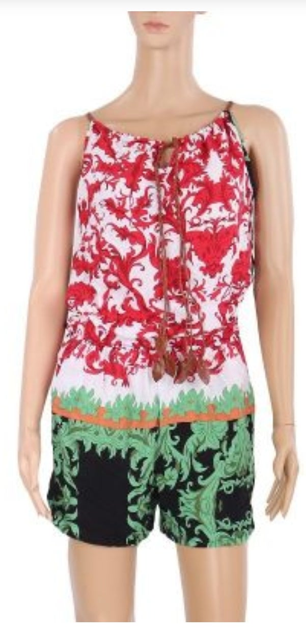 Woman Short  Romper - Tropical Print