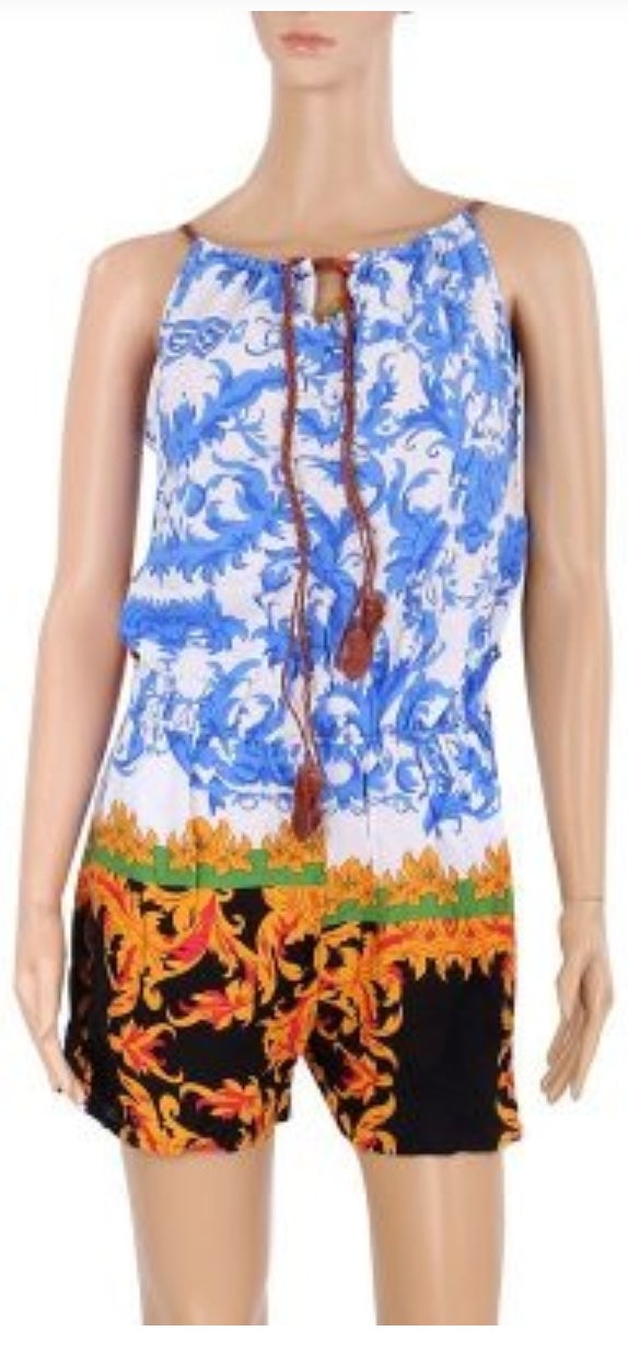 Woman Short  Romper - Tropical Print