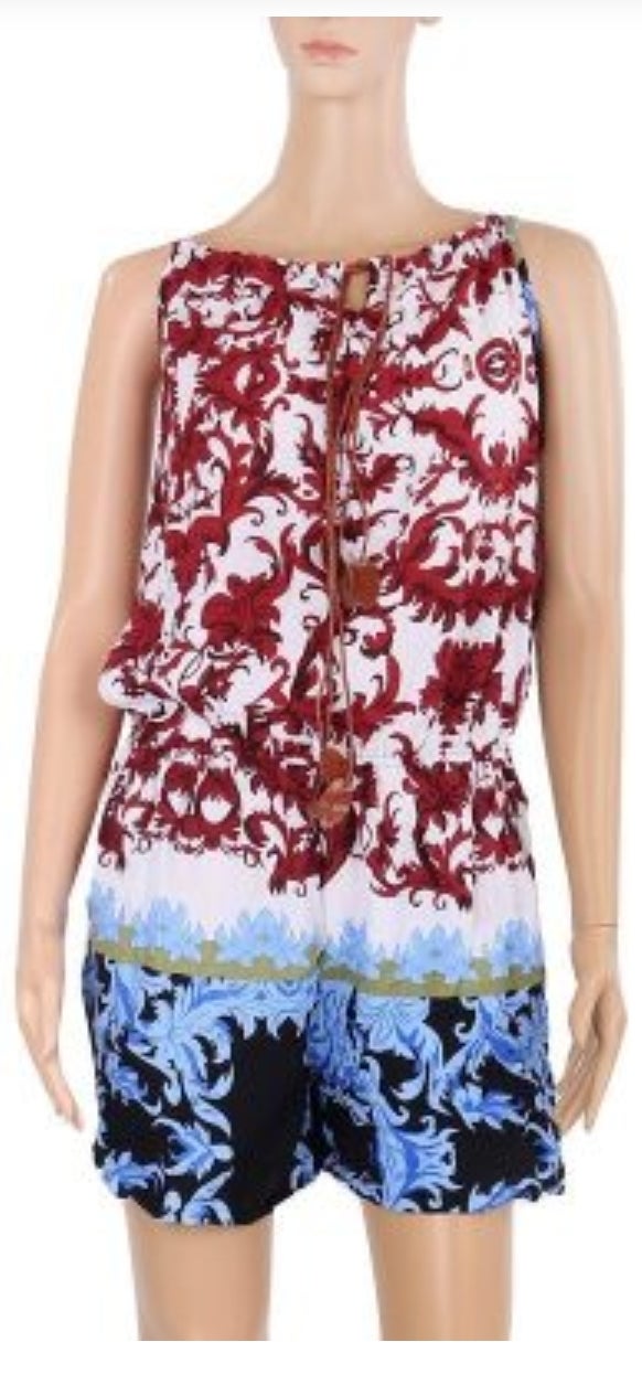 Woman Short  Romper - Tropical Print